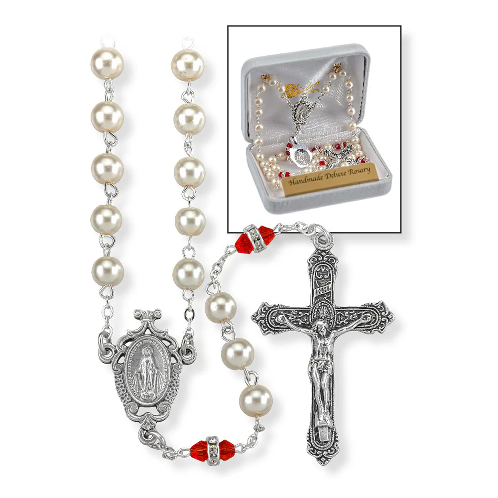 Pearl & Crystal Birthstone Rosary - Image 6