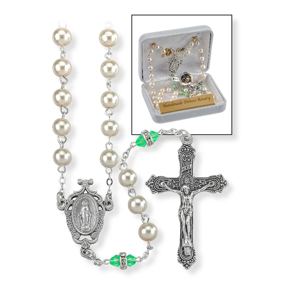Pearl & Crystal Birthstone Rosary - Image 7