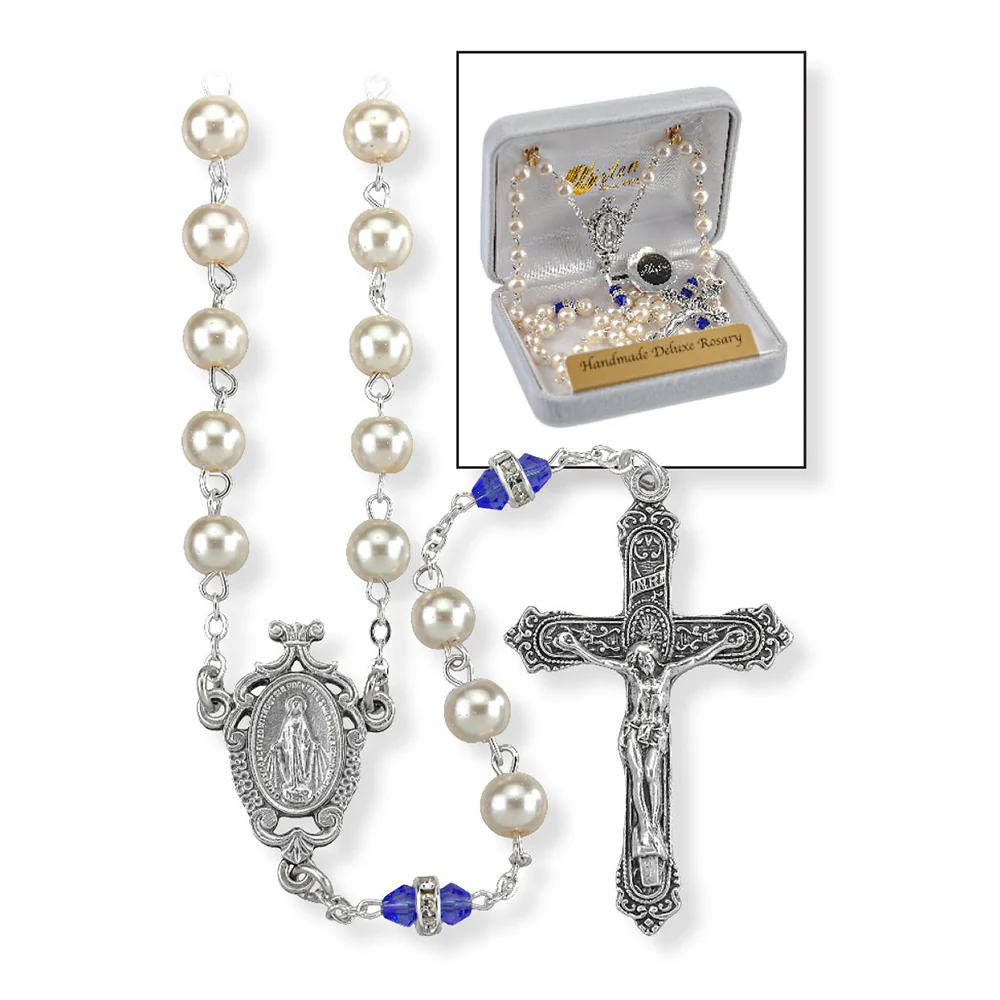 Pearl & Crystal Birthstone Rosary - Image 8