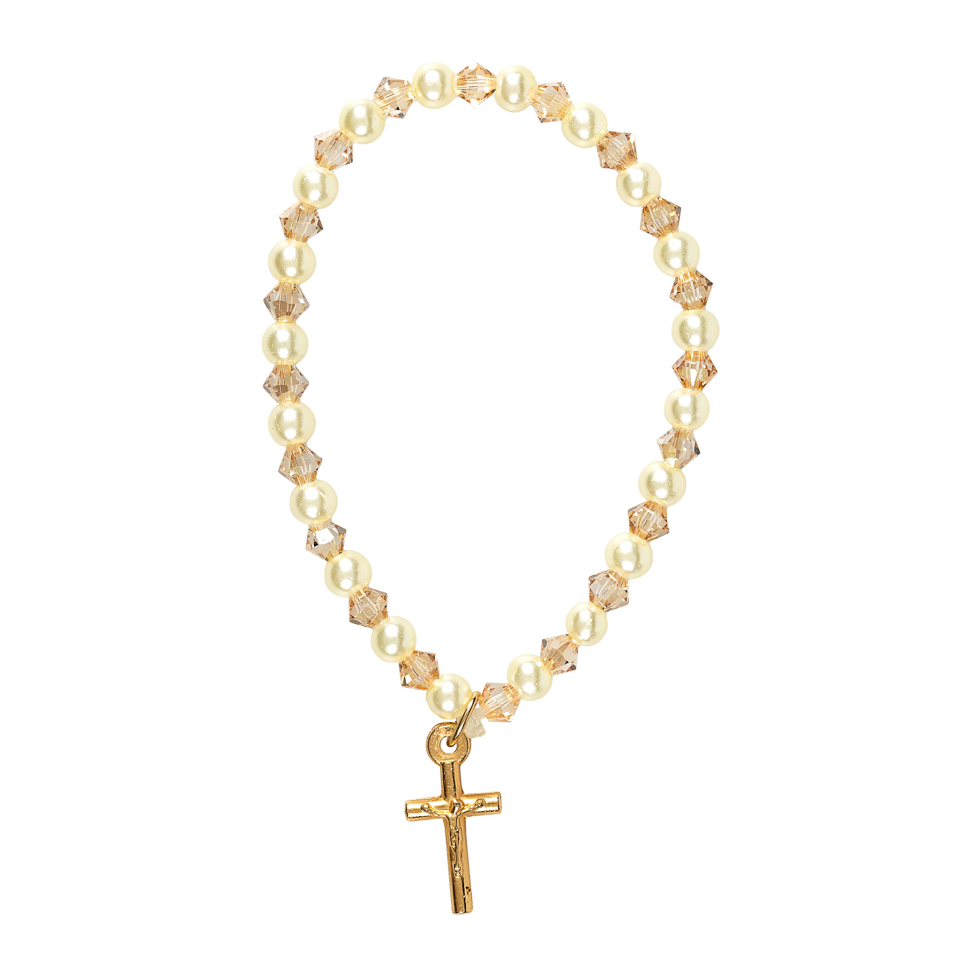Pearl, Crystal & Gold First Communion Bracelet Set - Image 2
