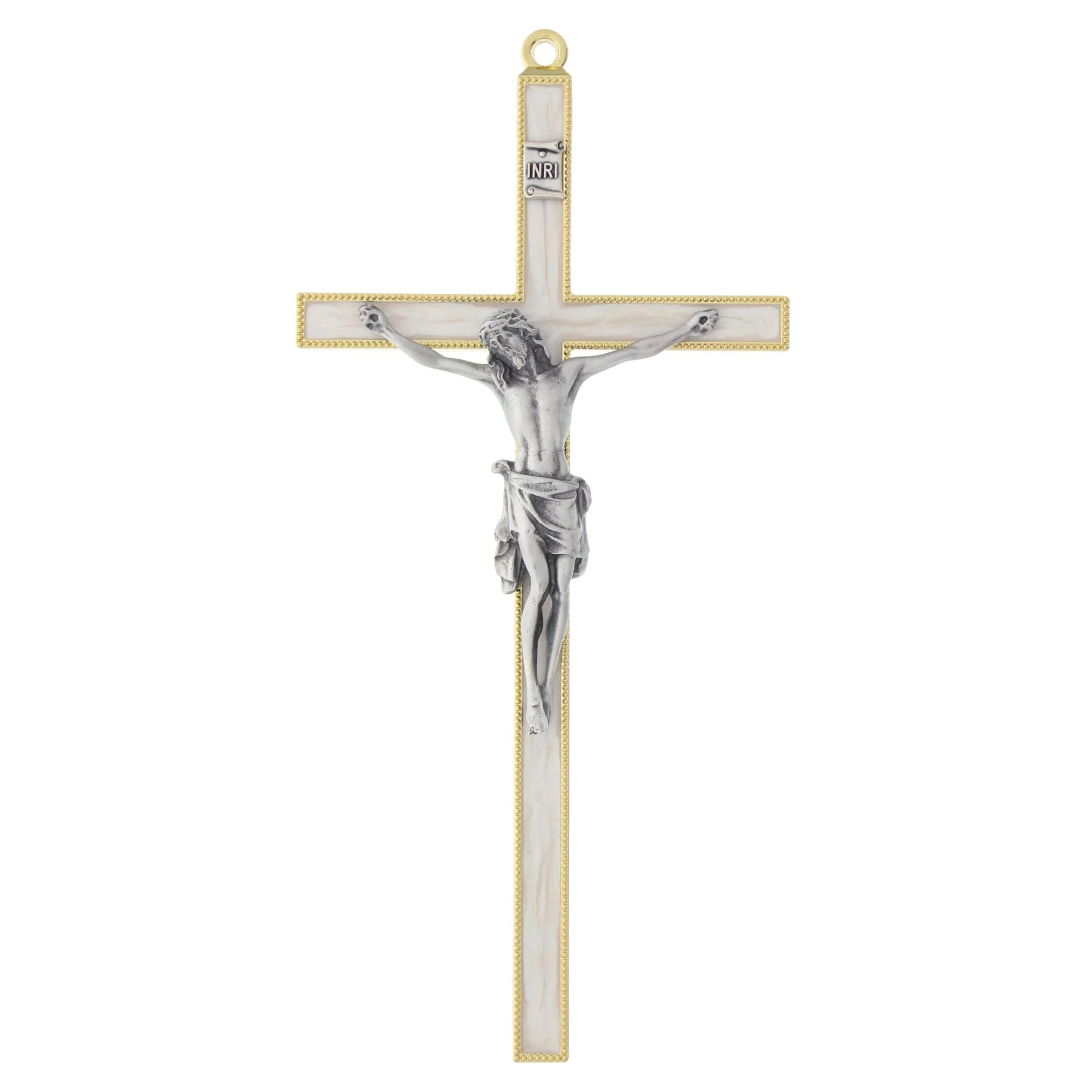 Pearlized Gold & Silver Crucifix - 7 inch - Image 3