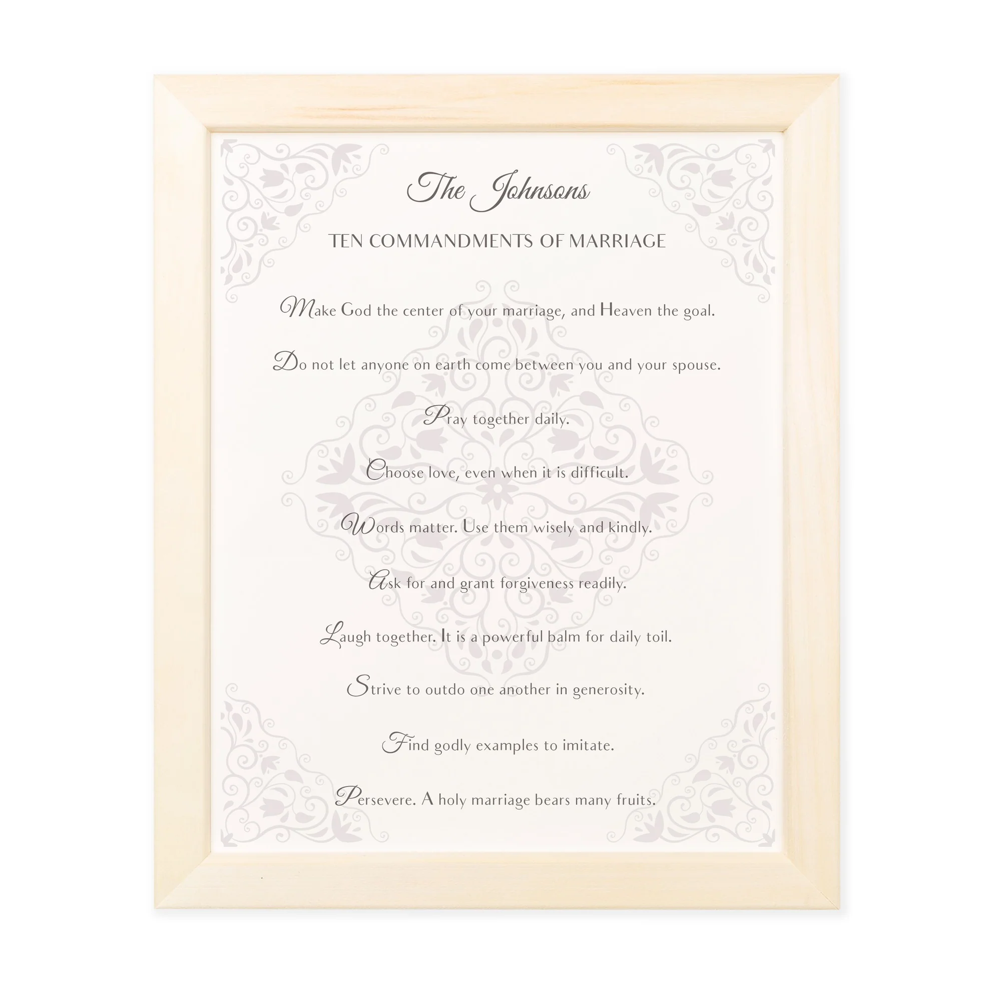 Personalized 10 Commandments of Marriage 8x10 Damask Framed Print - Image 2