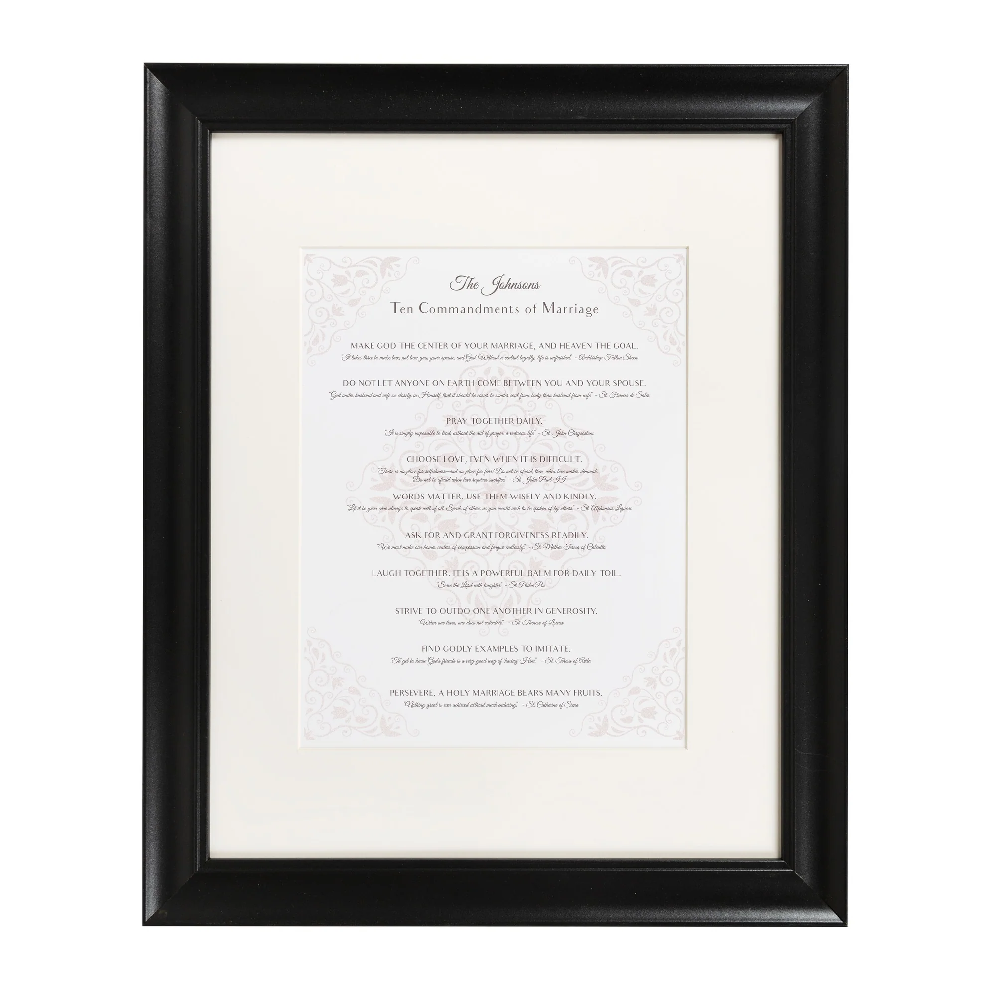 Personalized 10 Saintly Commandments for Marriage Framed Print - Image 2