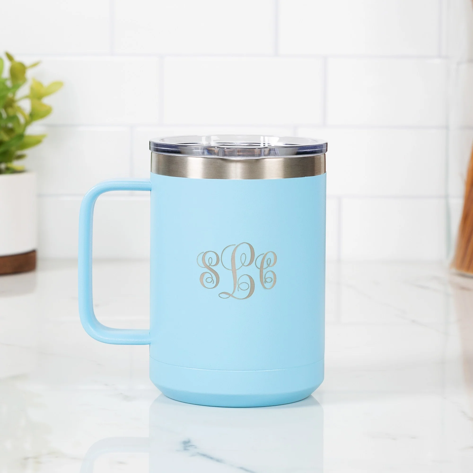 Personalized Ave Maria Blue Travel Mug - Image 2