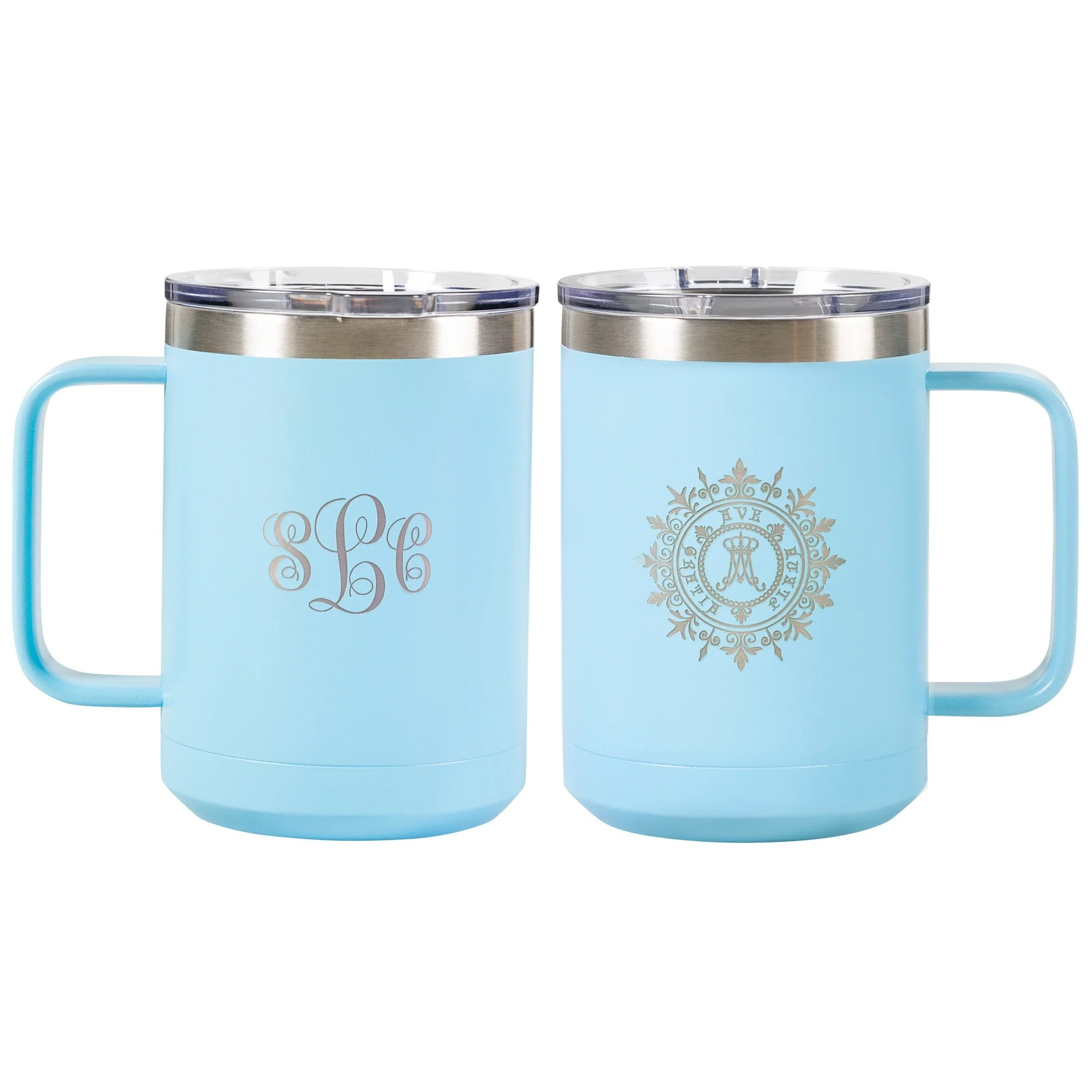 Personalized Ave Maria Blue Travel Mug - Image 3