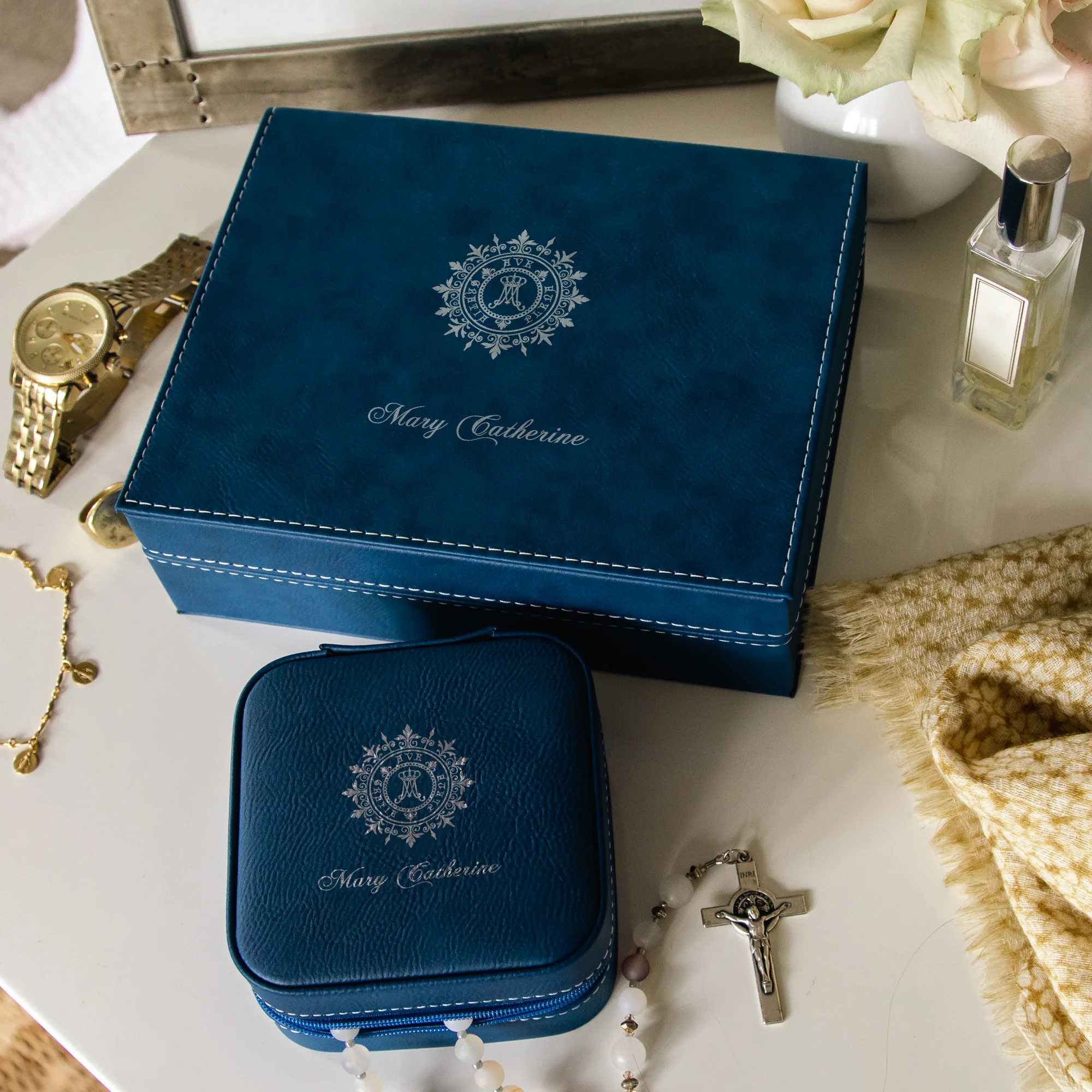 Personalized Ave Maria Keepsake and Travel Boxes-set of 2