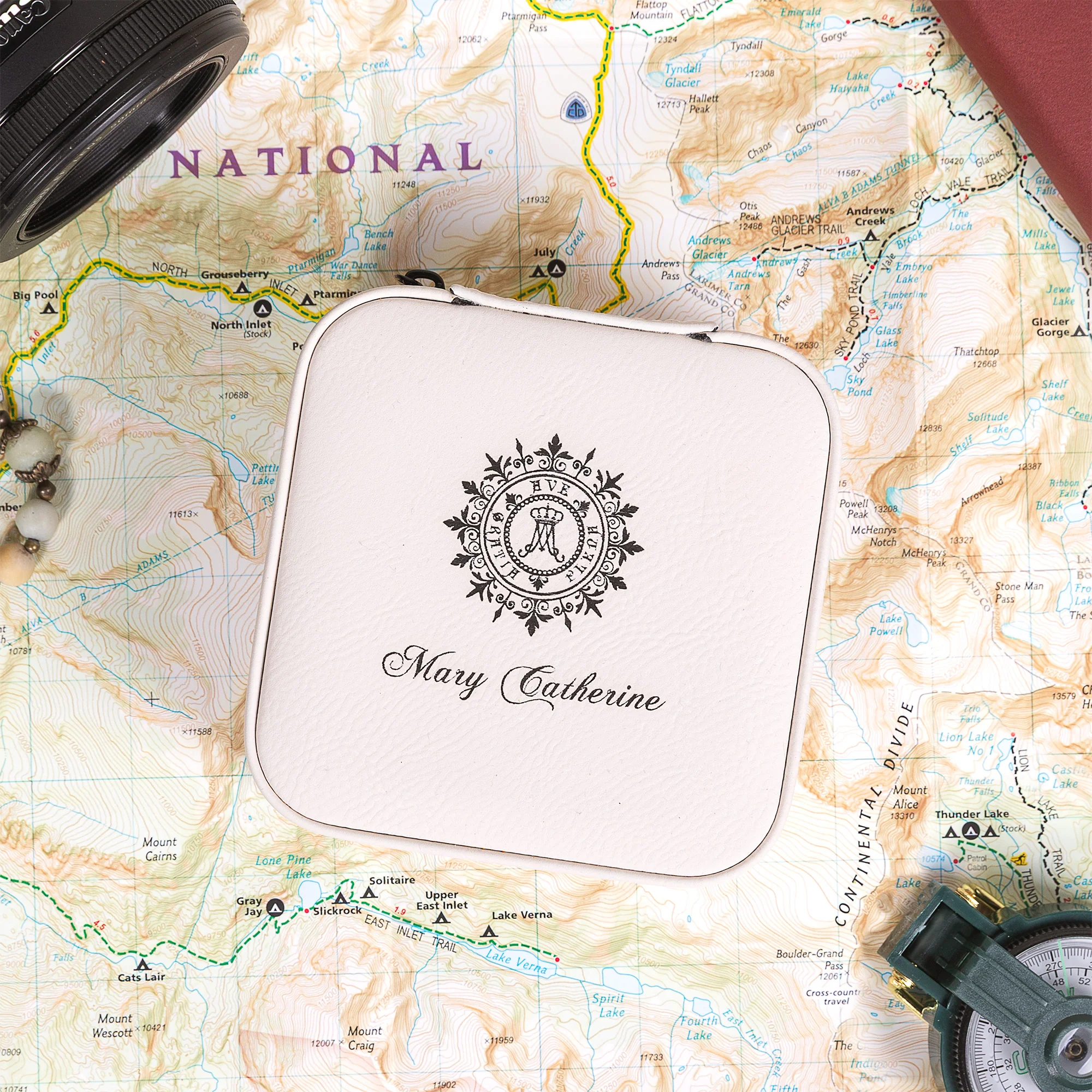 Personalized Ave Maria Travel Case for Jewelry - Blue or White