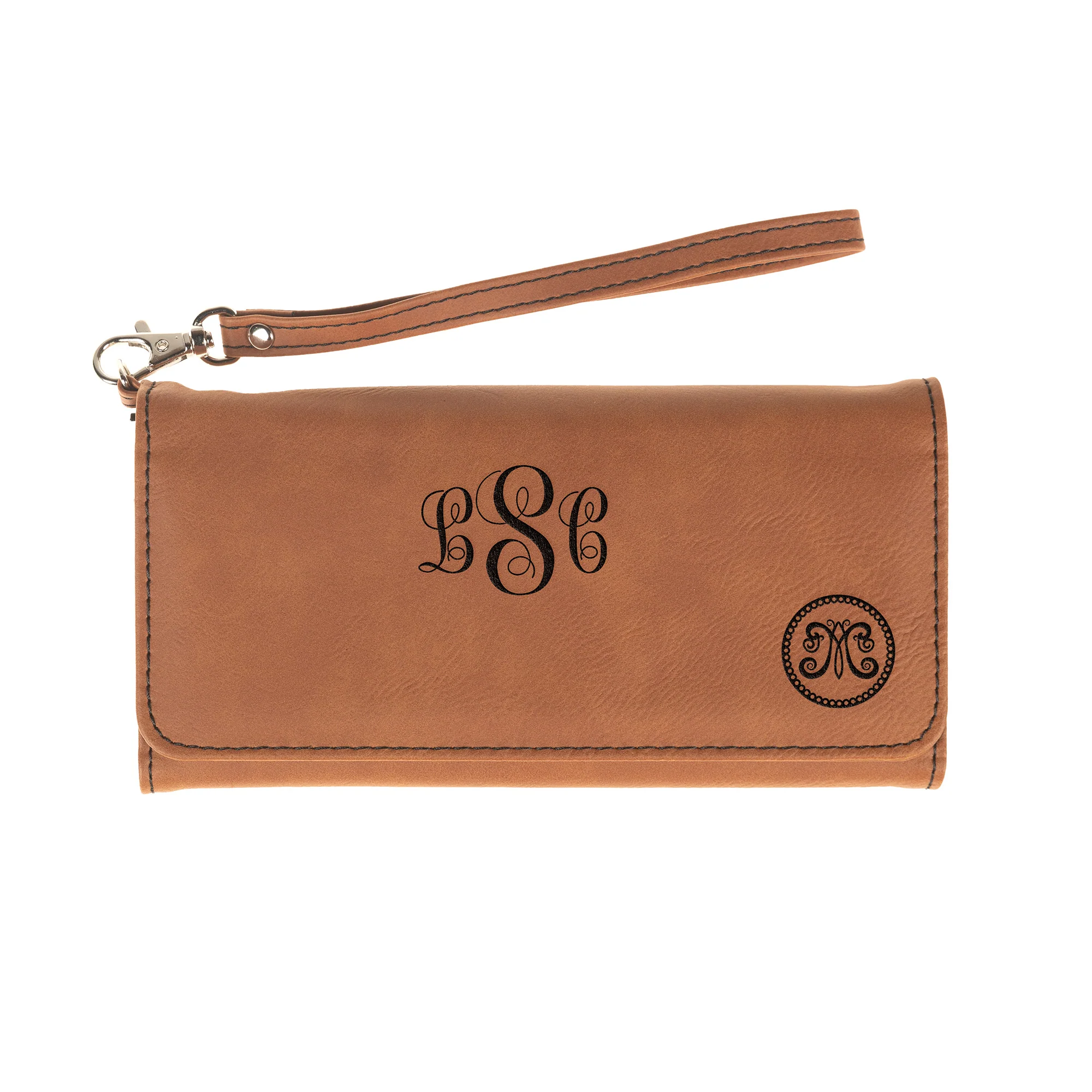 Personalized Ave Maria Wallet Wristlet - Caramel or Black