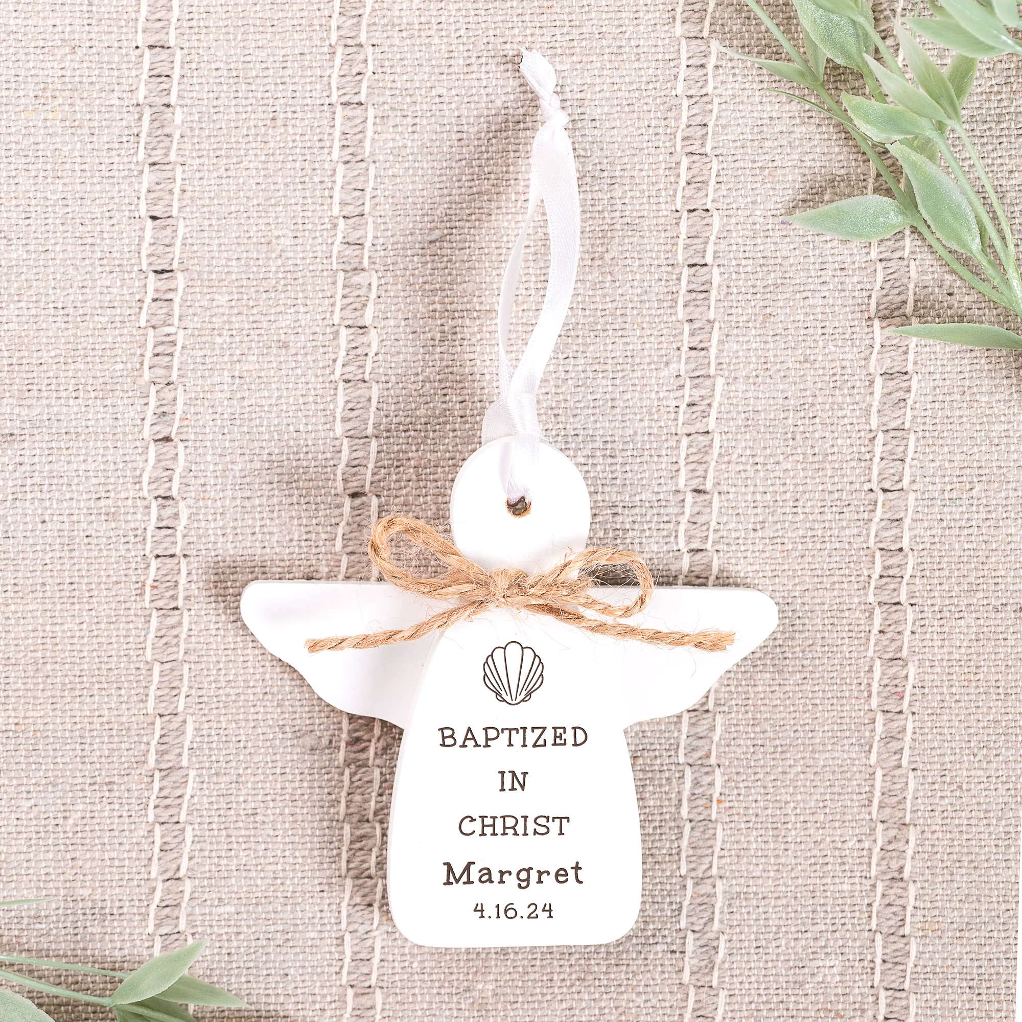 Personalized Baptism Angel Ornament
