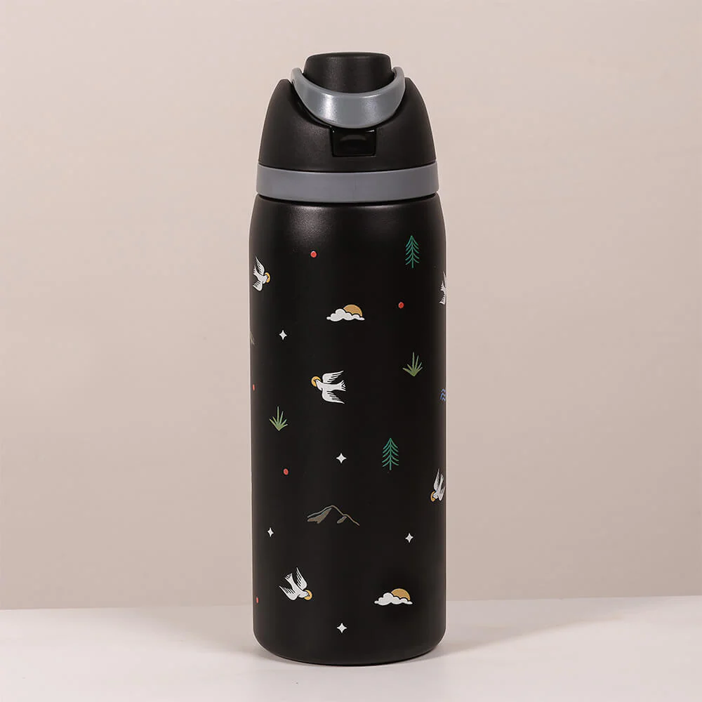 Personalized Black Confirmation Adventure Water Bottle