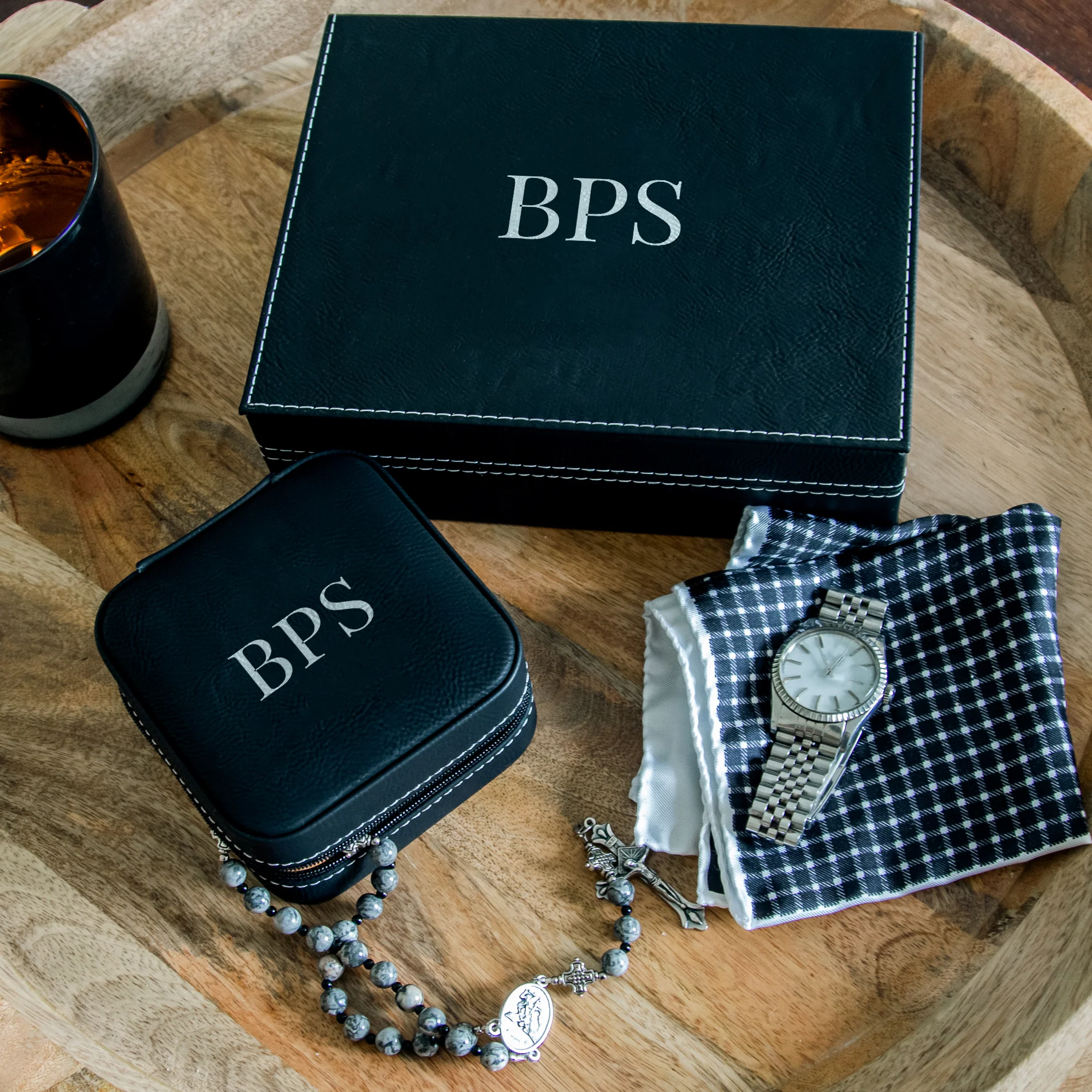 Personalized Black Keepsake and Travel Boxes-set of 2