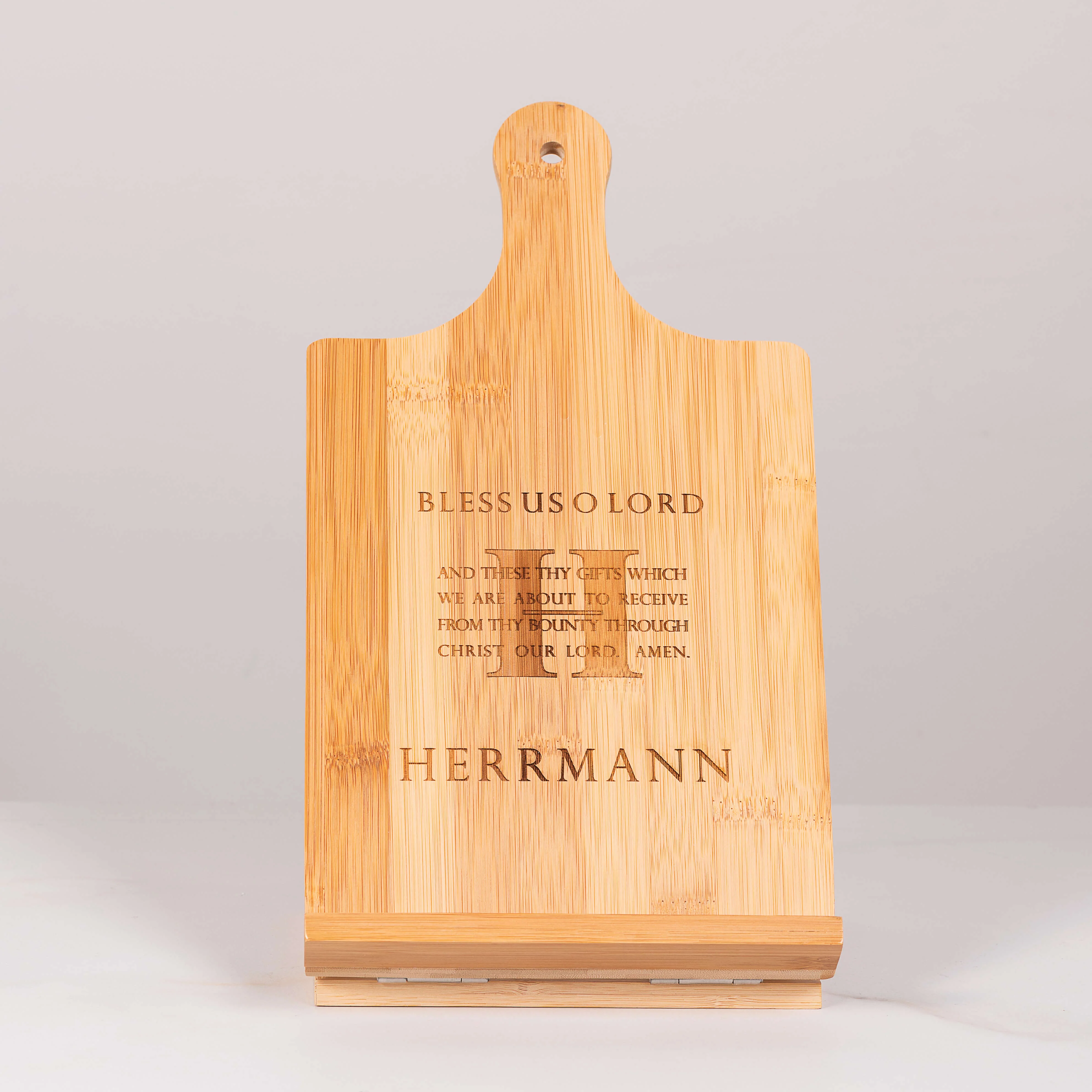 Personalized Bless Us O Lord Chef's Easel Cookbook Holder - Image 3