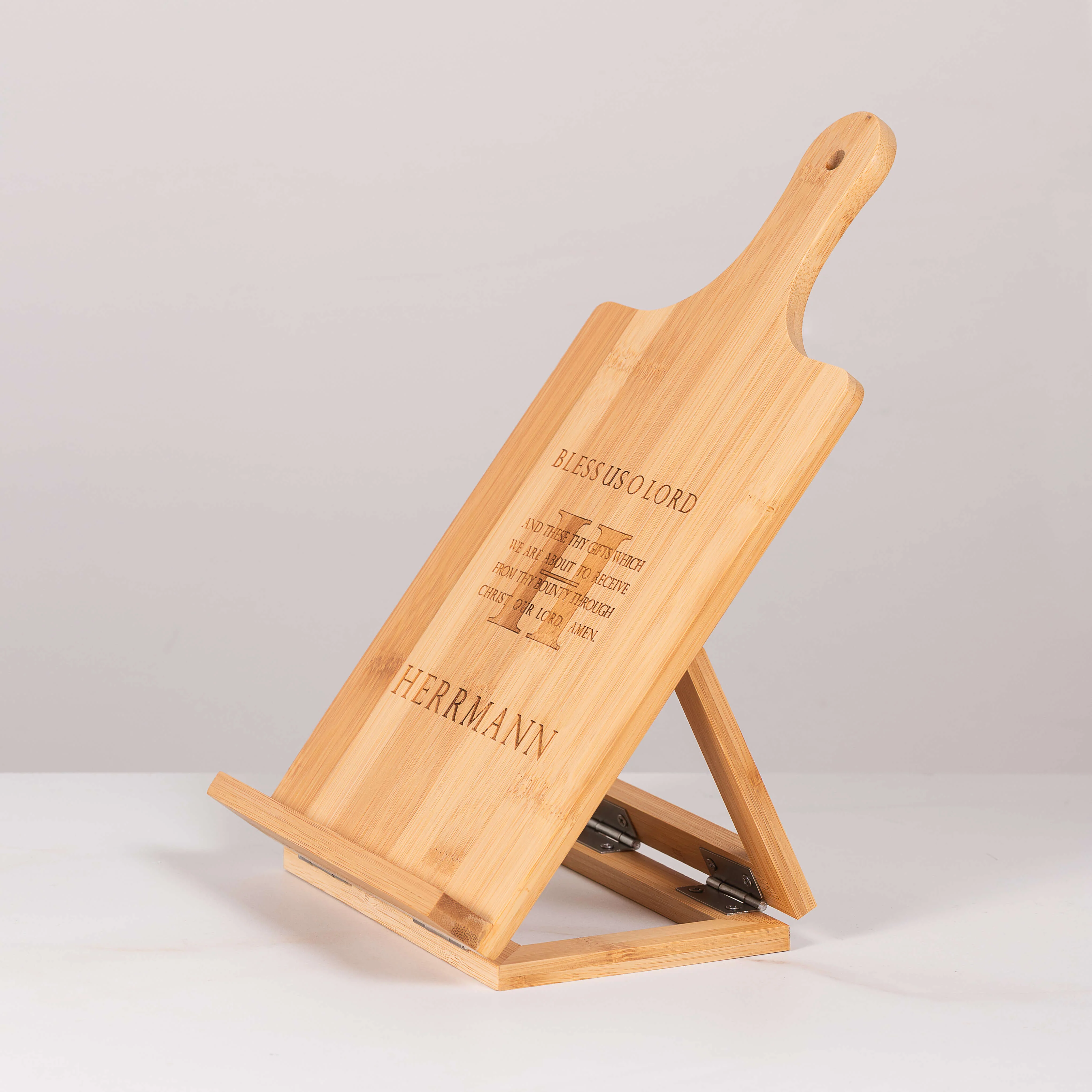 Personalized Bless Us O Lord Chef's Easel Cookbook Holder - Image 4