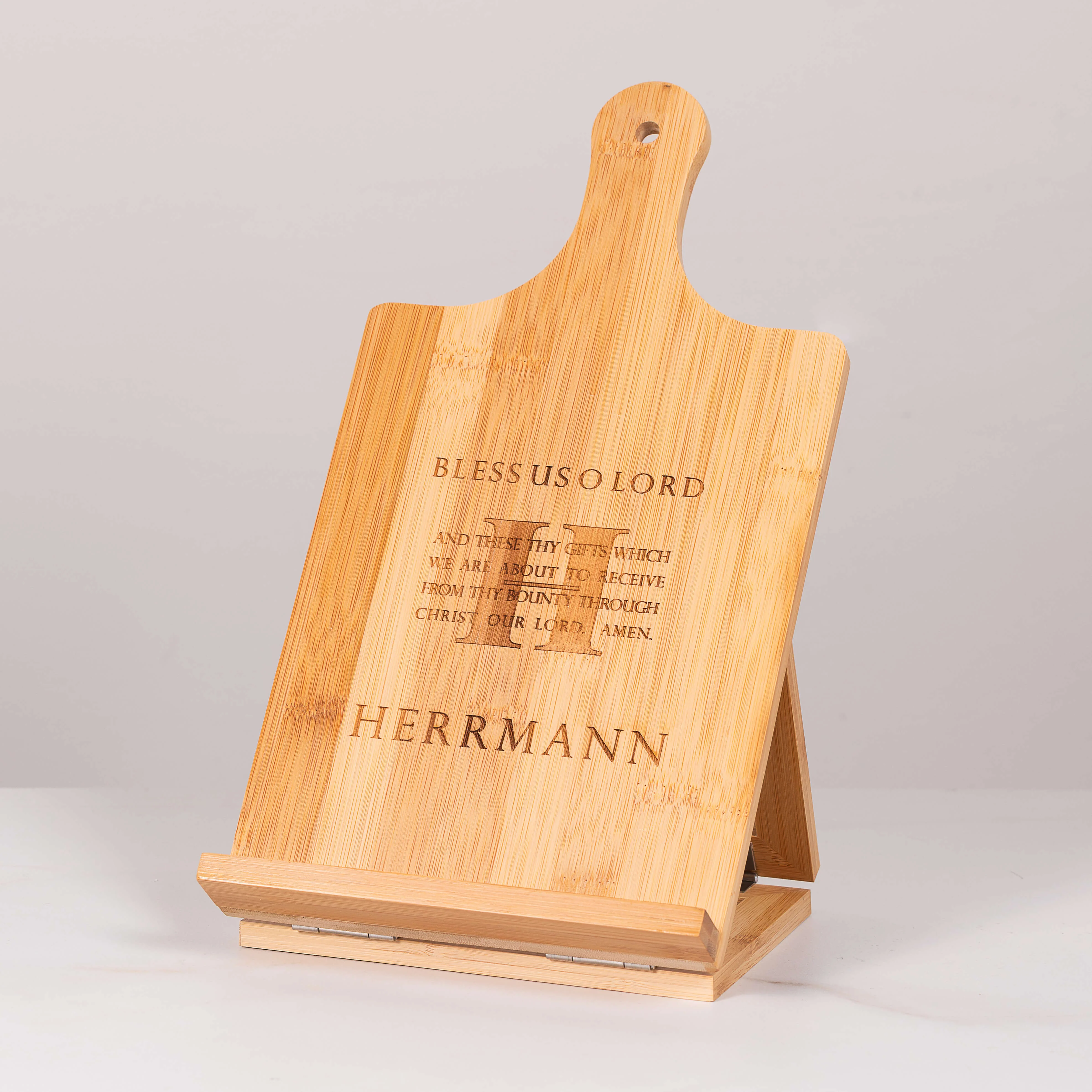 Personalized Bless Us O Lord Chef's Easel Cookbook Holder - Image 5