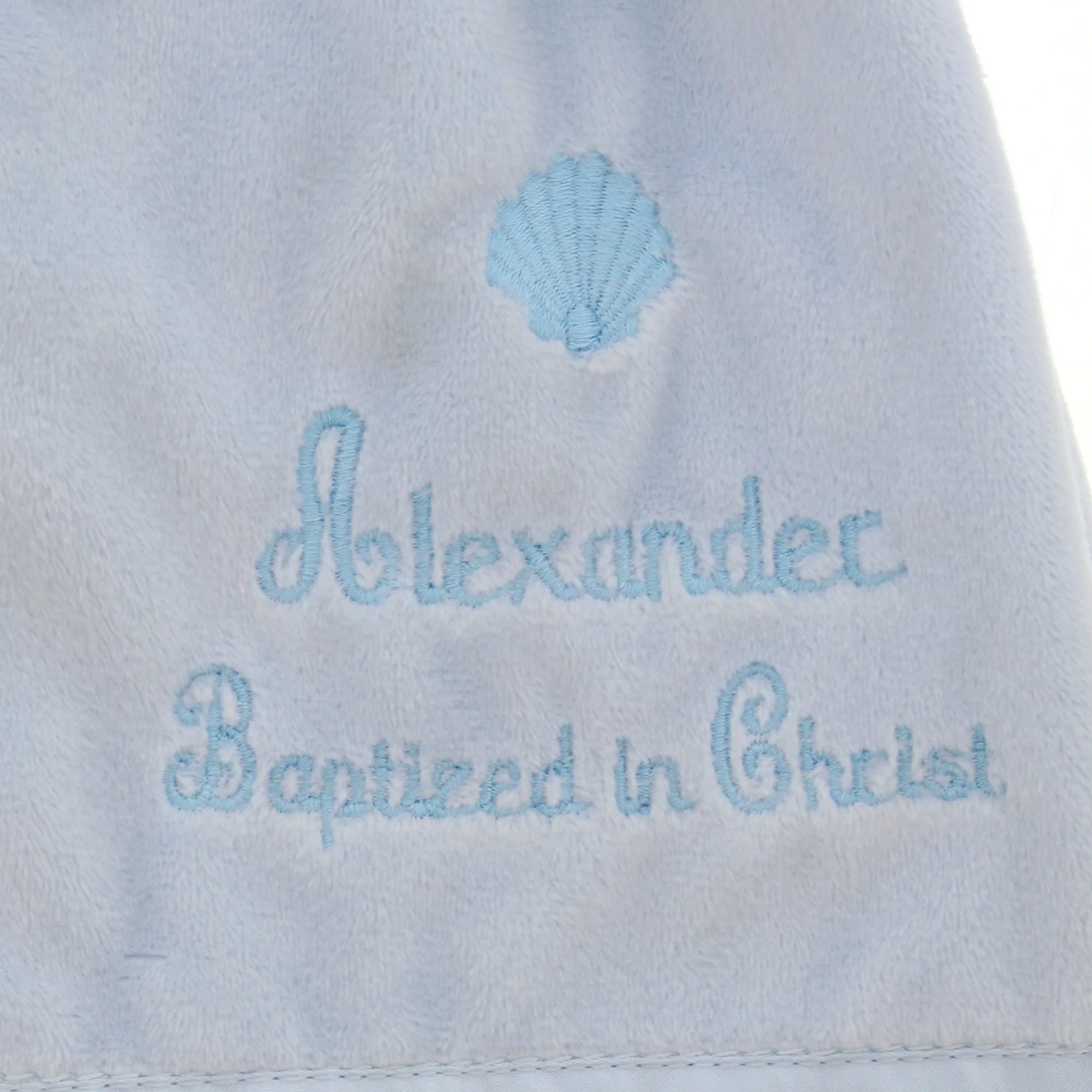 Personalized Blue Baptism Bear Snuggler - Image 3