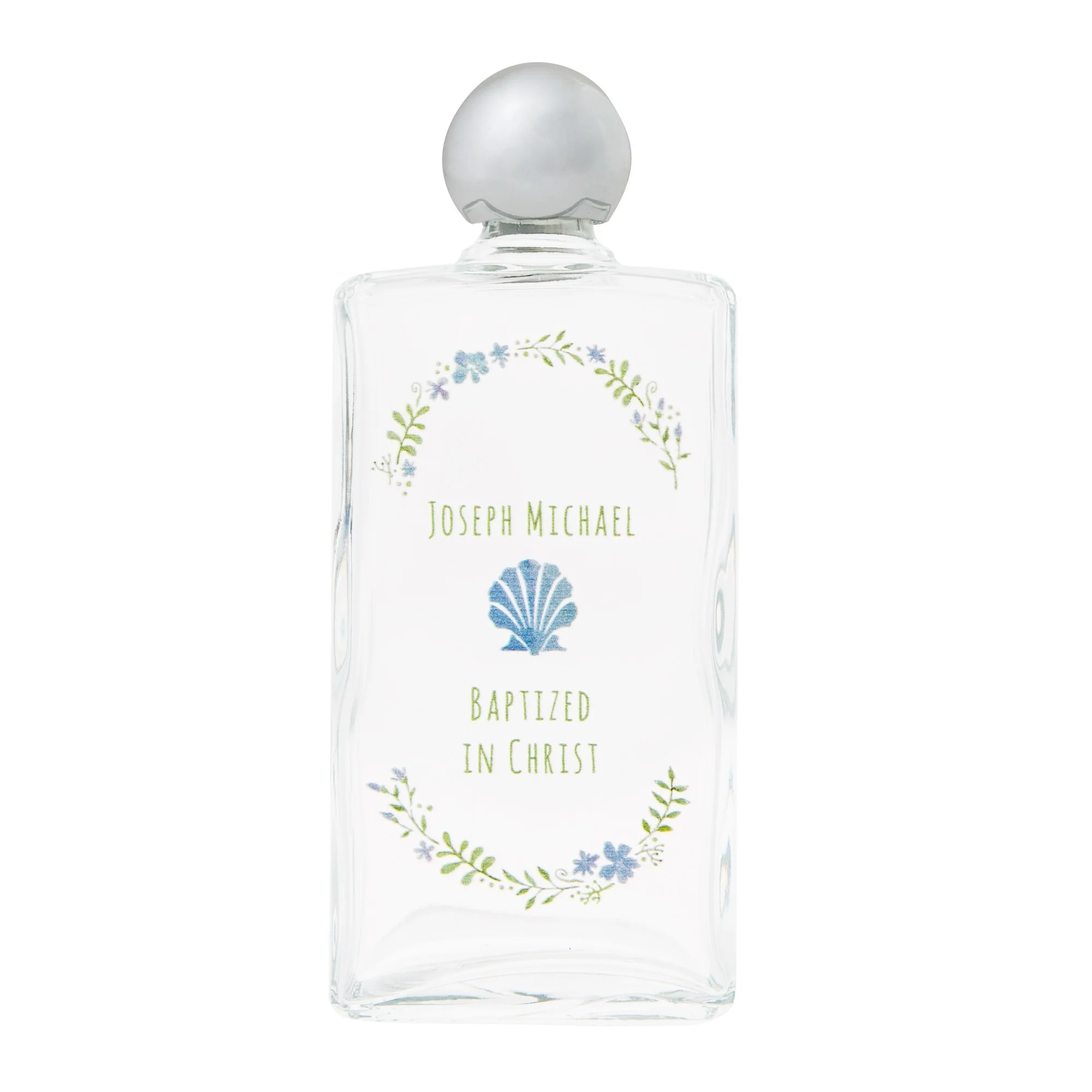 Personalized Blue Shell Baptism Holy Water Bottle
