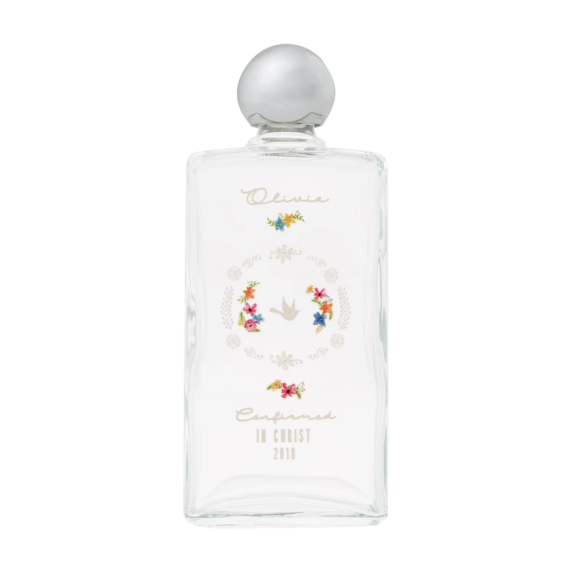 Personalized Boho Floral Confirmation Holy Water Bottle - Image 2