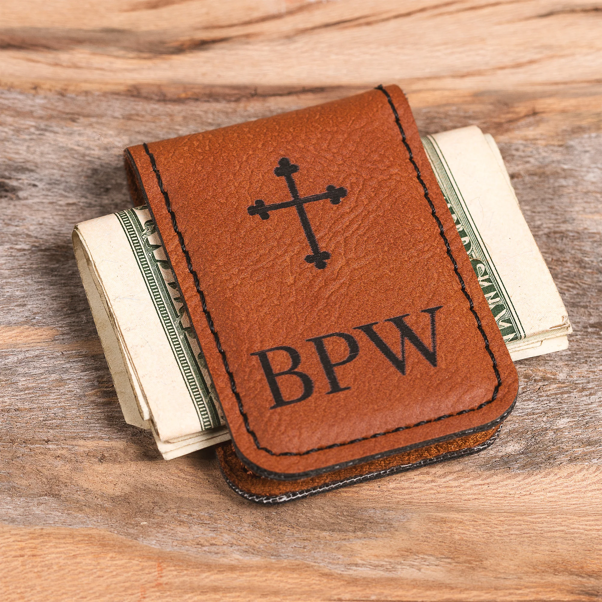 Personalized Budded Cross Money Clip - Image 3