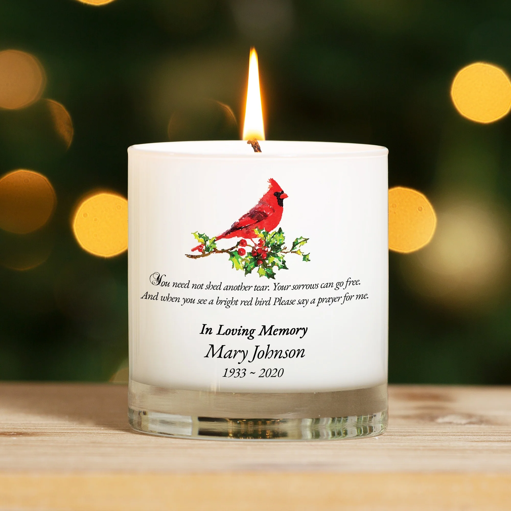 Personalized Cardinal Memorial Candle - Image 3