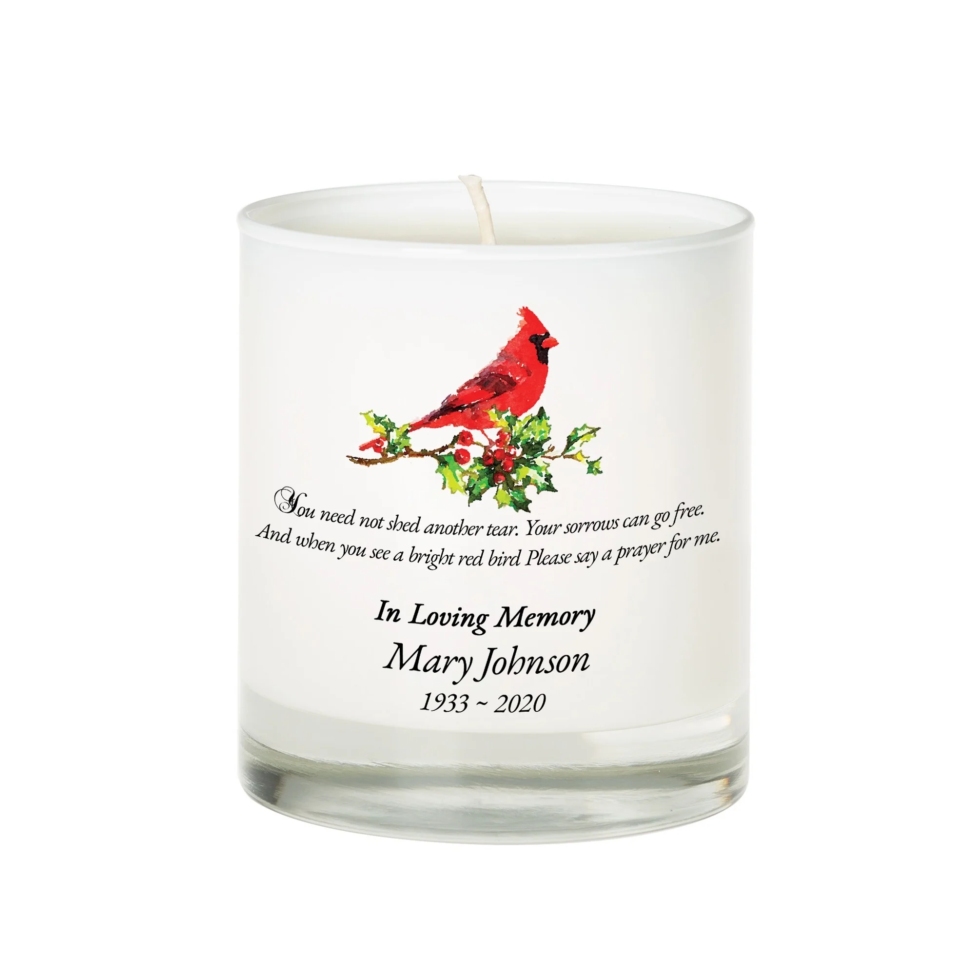 Personalized Cardinal Memorial Candle - Image 4