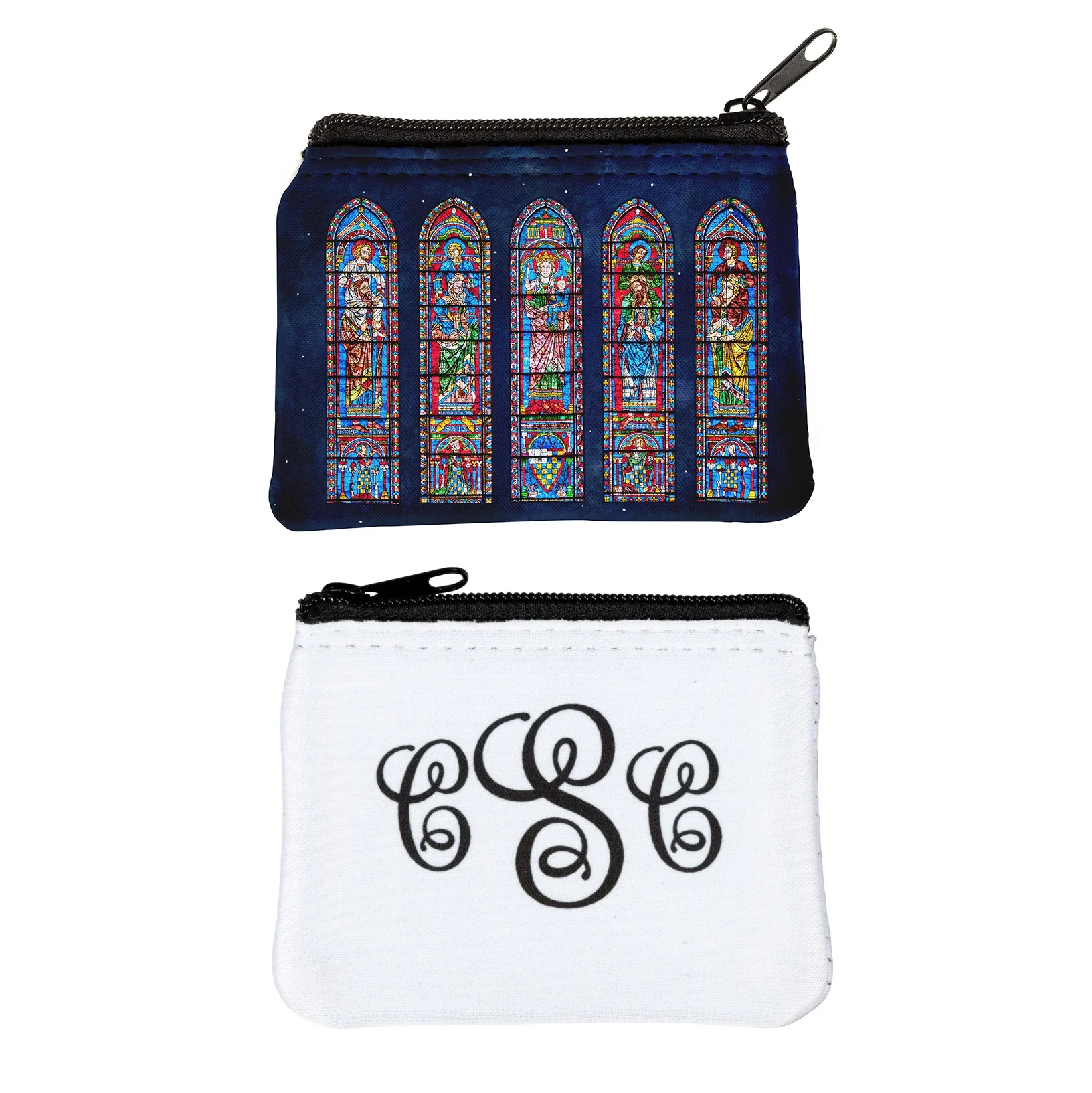 Personalized Chartres Cathedral Stained Glass Rosary Pouch - Image 4