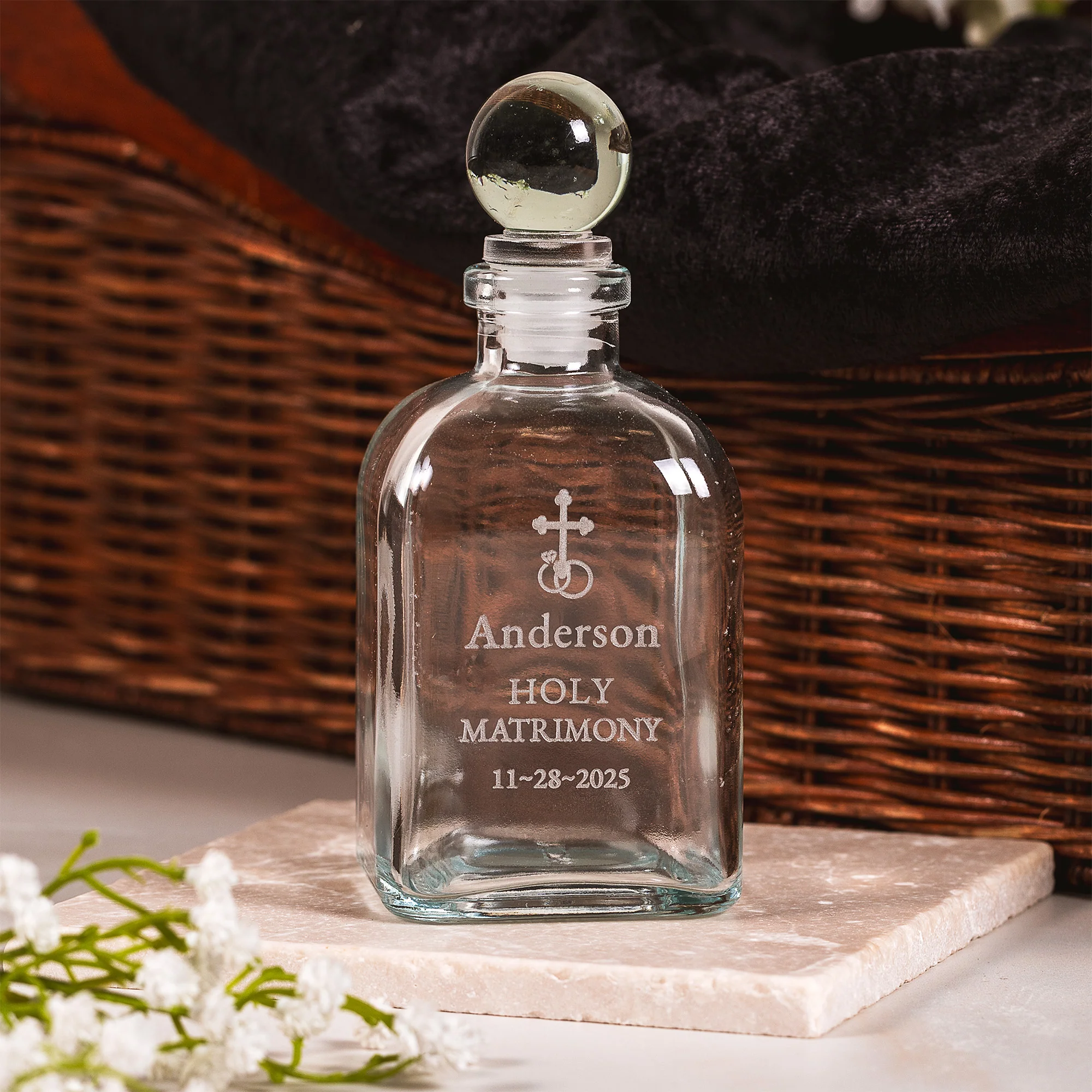 Personalized Classic Wedding Holy Water Bottle