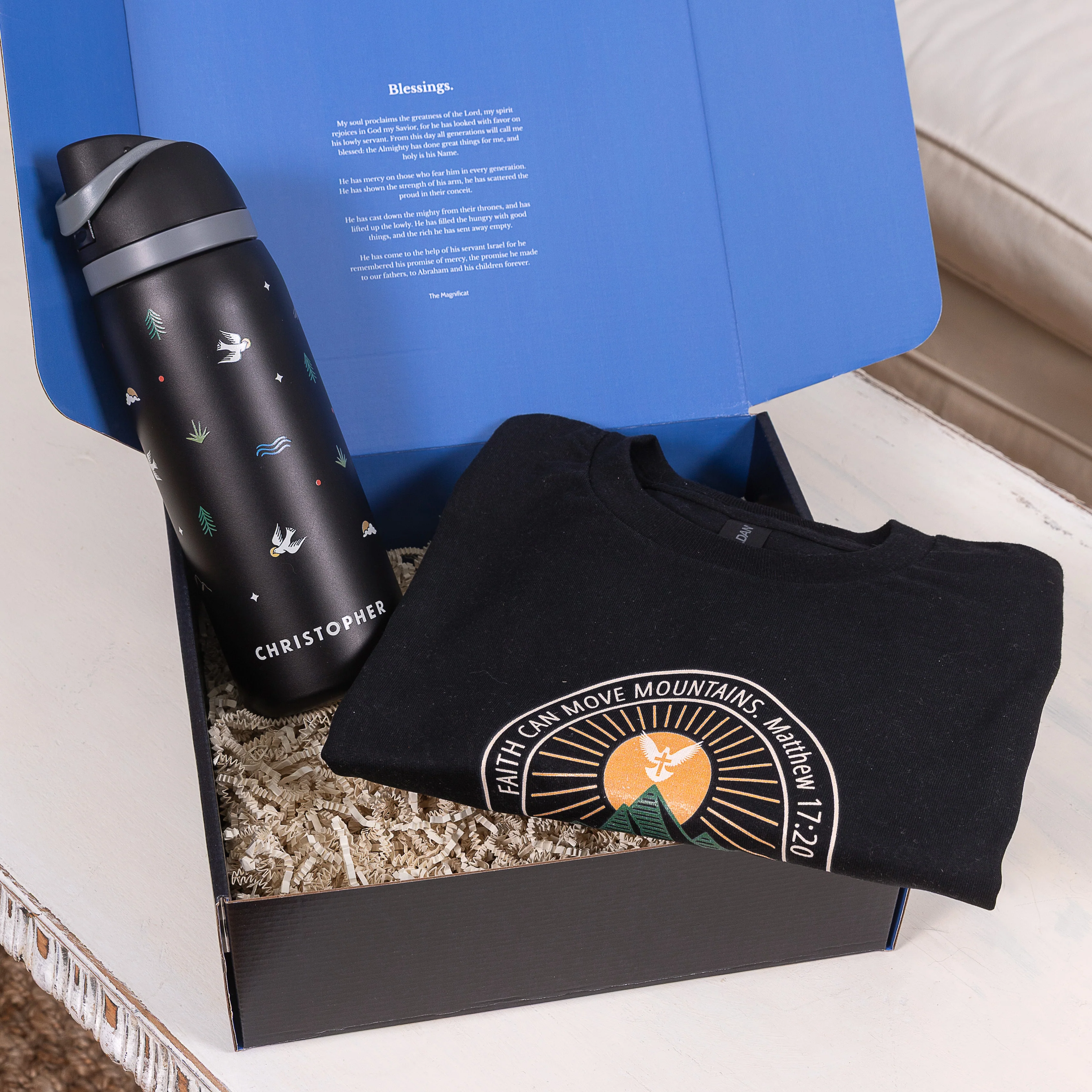 Personalized Confirmation Water Bottle & T-Shirt Gift Box
