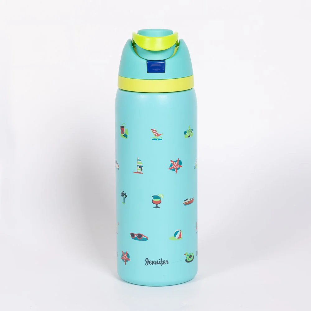 Personalized Deep Waters Teal Beach Water Bottle