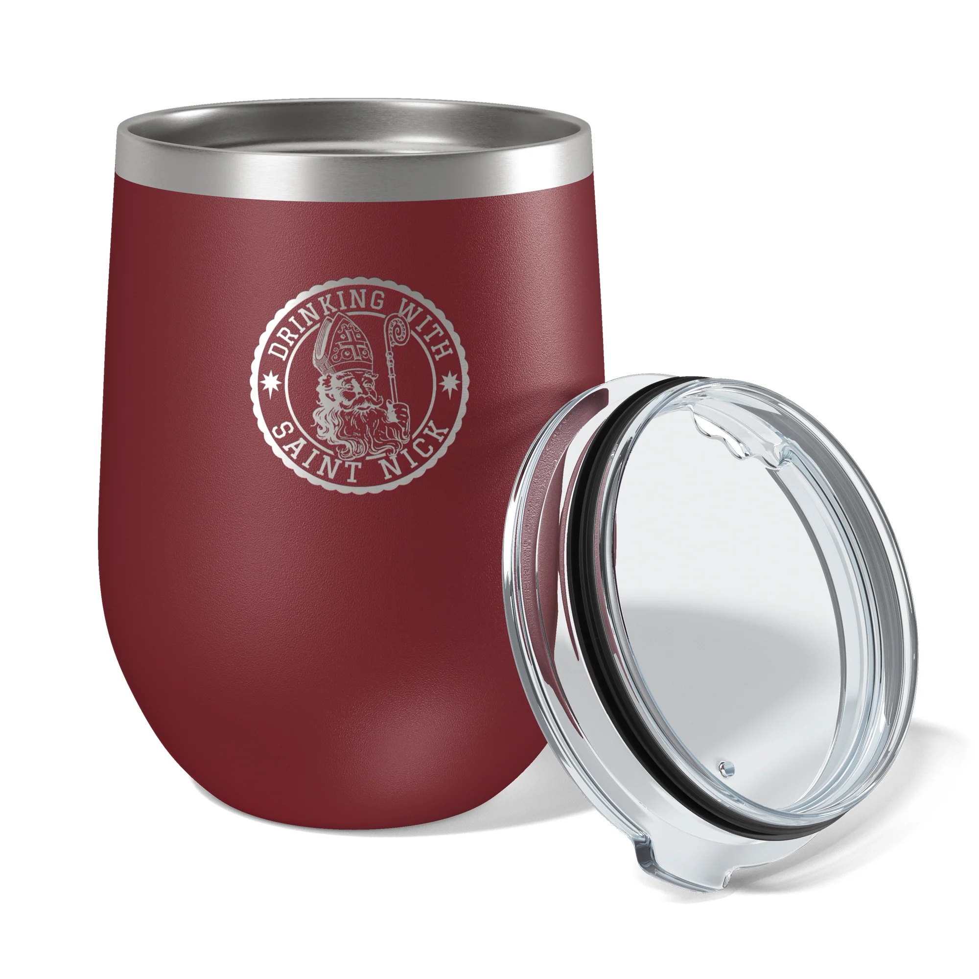 Personalized "Drinking with Saint Nick" Wine Tumbler - Image 2