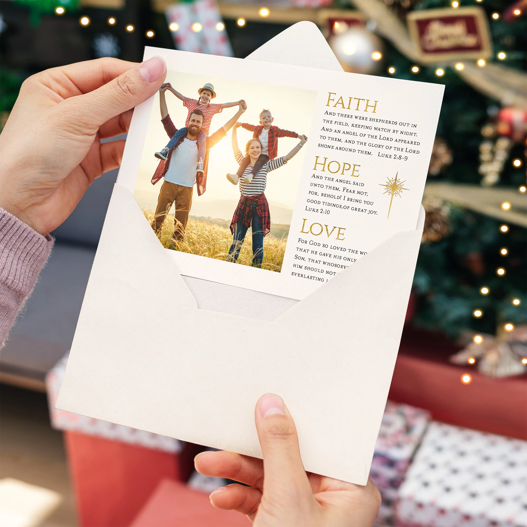 Personalized Faith Hope & Love Photo Christmas Cards - Image 4