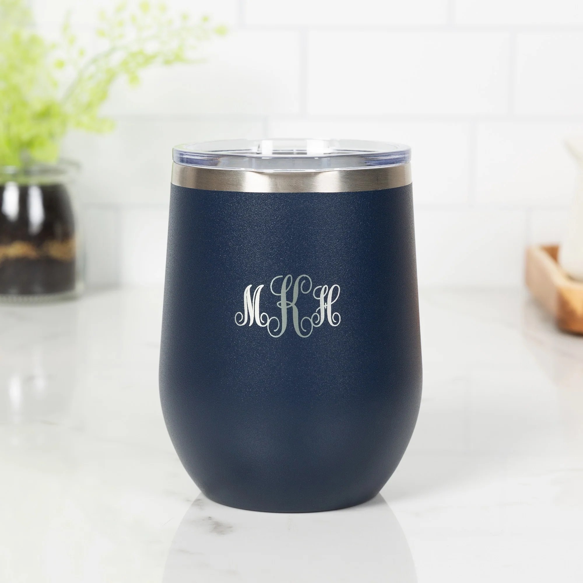 Personalized Fiat Dark Blue Wine Tumbler - Image 2