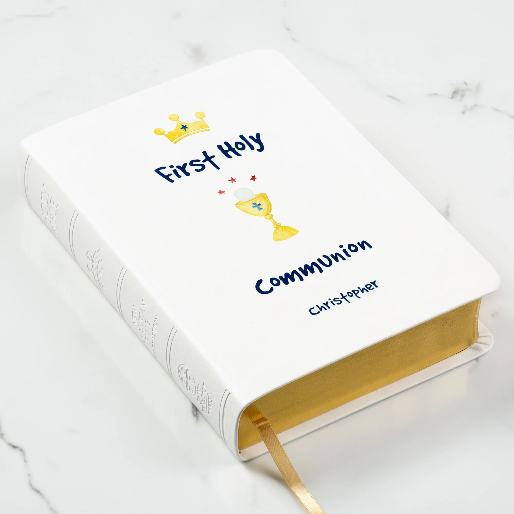Personalized First Communion Boy's Watercolor Bible