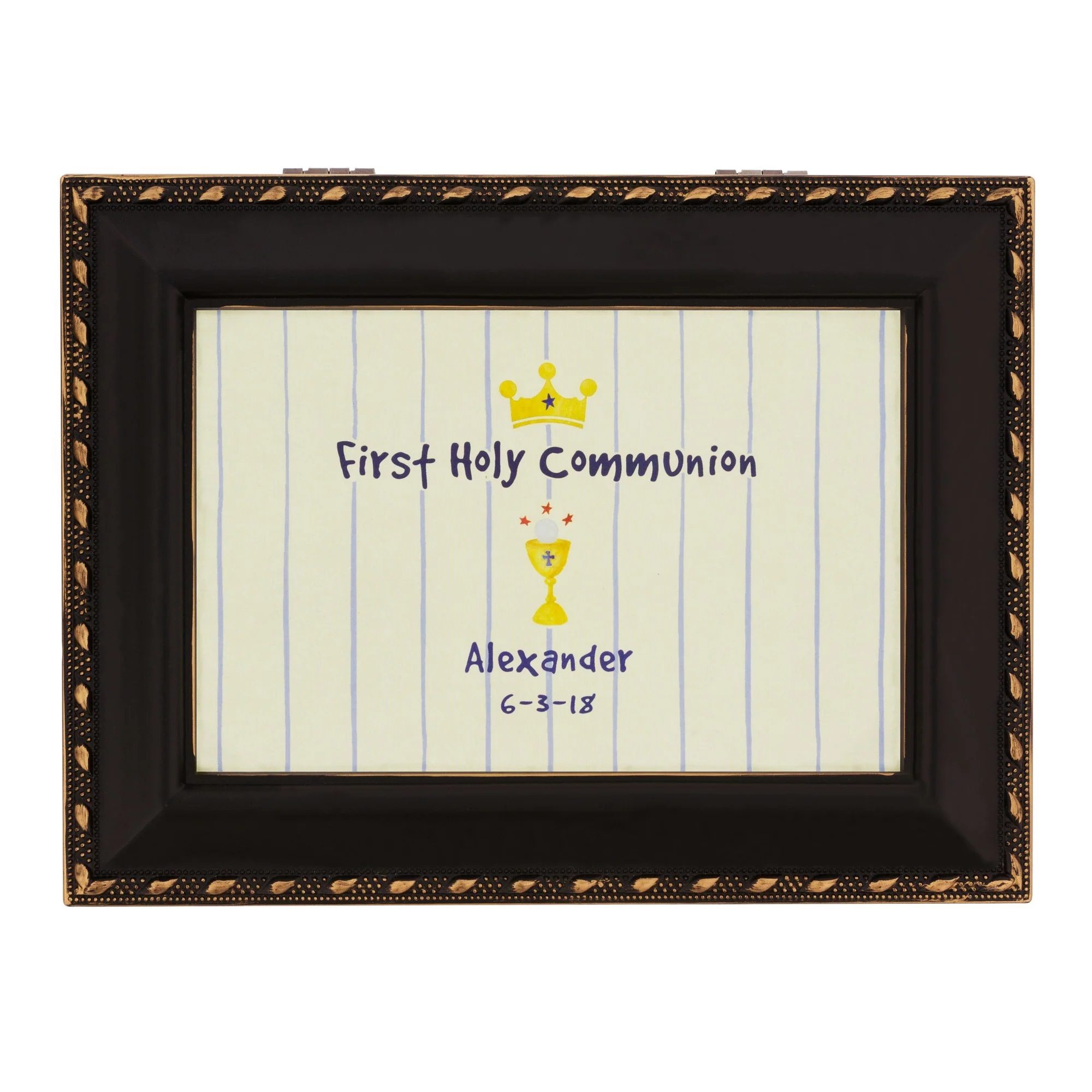 Personalized First Communion Boy's Watercolor Music Box - Image 2