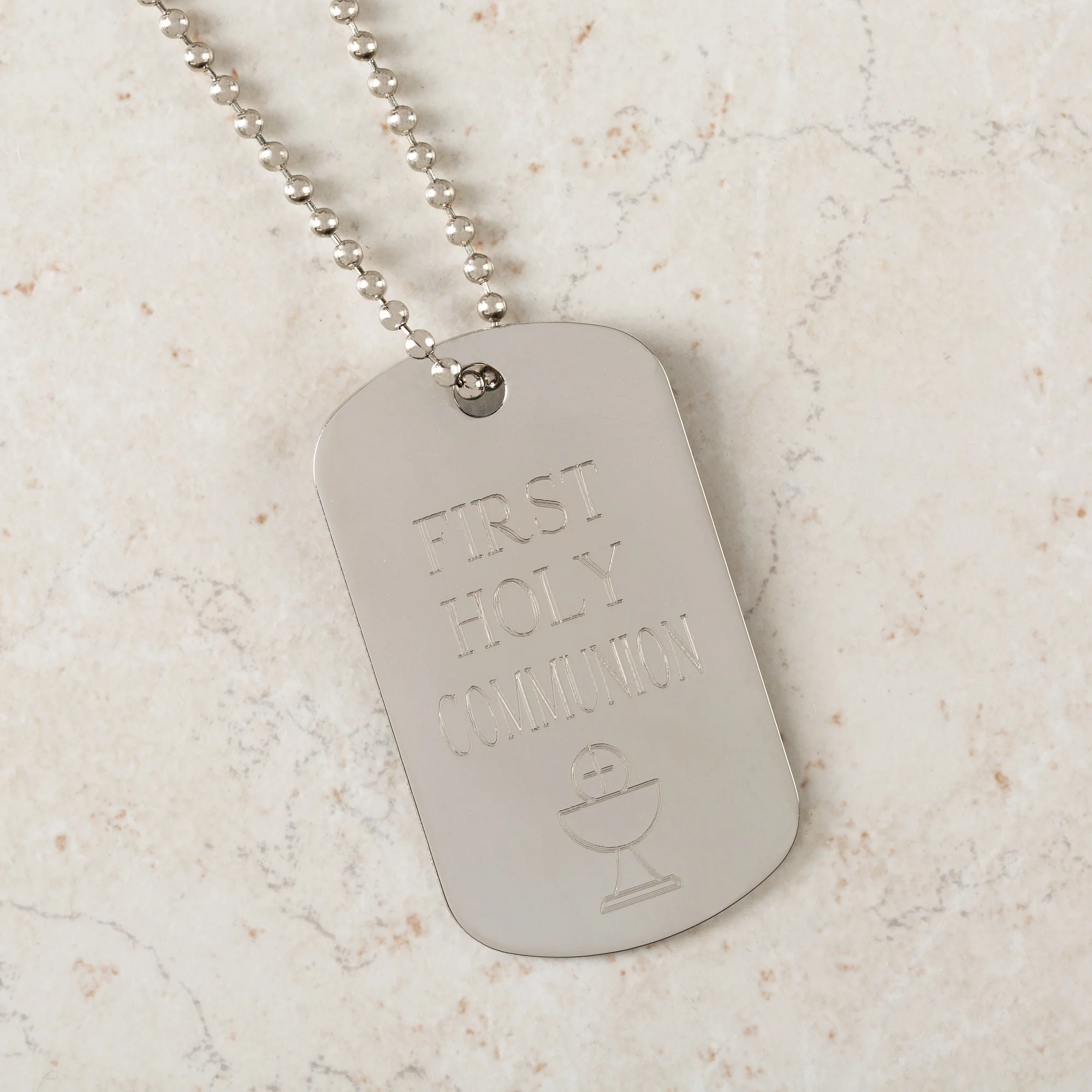 Personalized First Communion Dog Tag Necklace
