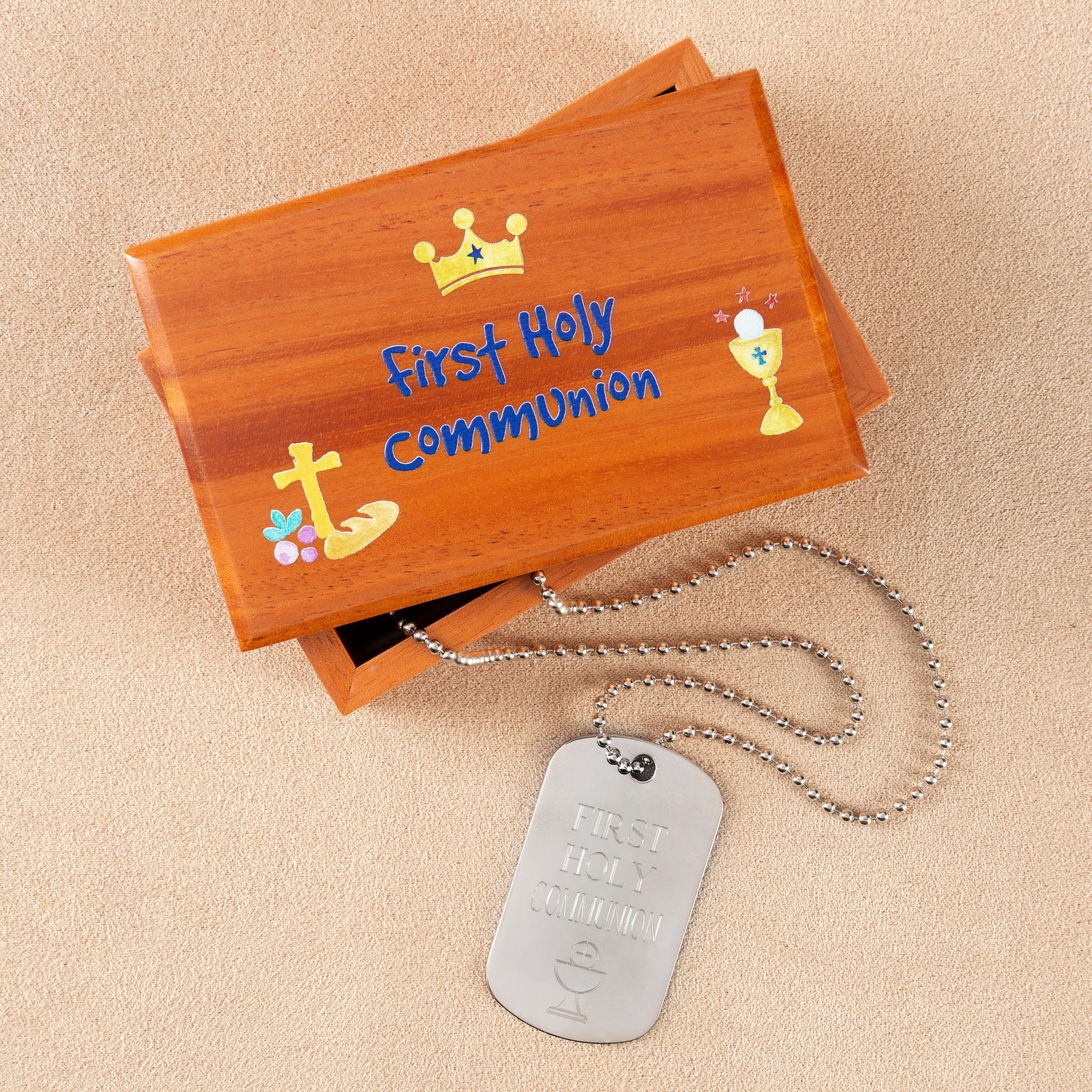 Personalized First Communion Dog Tag with Box - Image 2