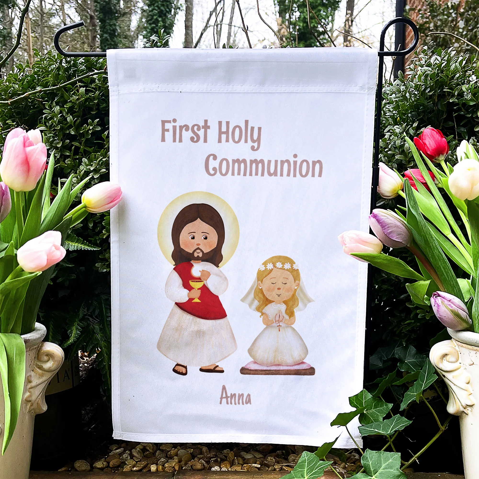 Personalized First Communion Flag for Girls - Image 4