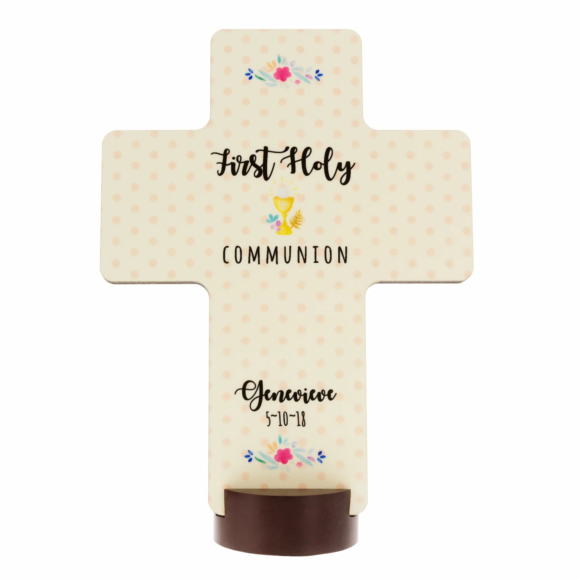 Personalized First Communion Girl's Watercolor Cross - Image 2