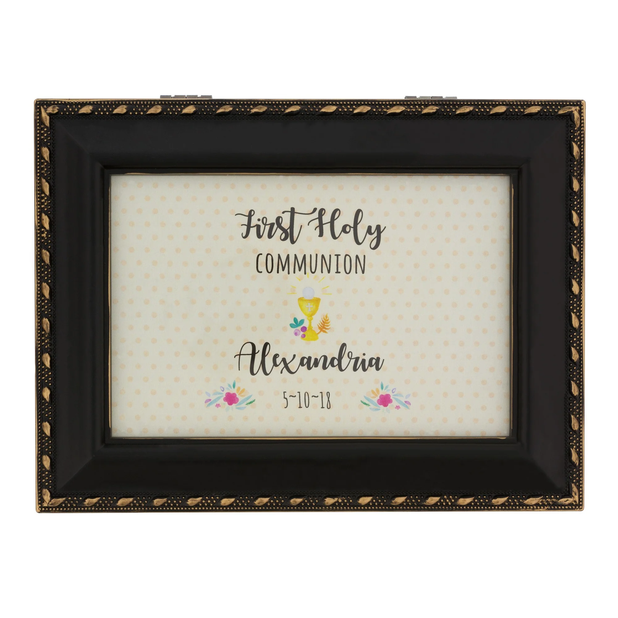 Personalized First Communion Girl's Watercolor Music Box - Image 3