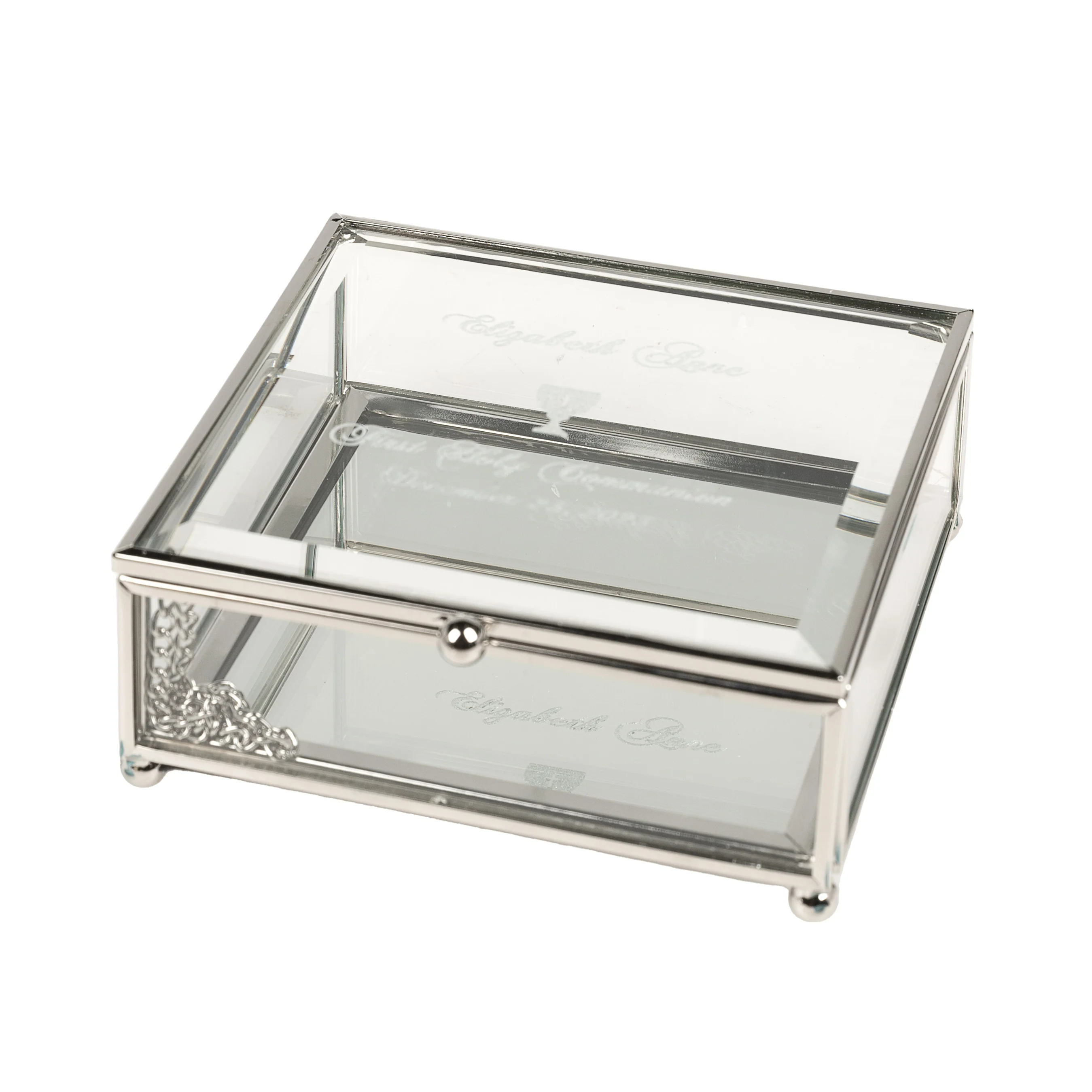 Personalized First Communion Glass Keepsake Box - 4.75 inch square - Image 2