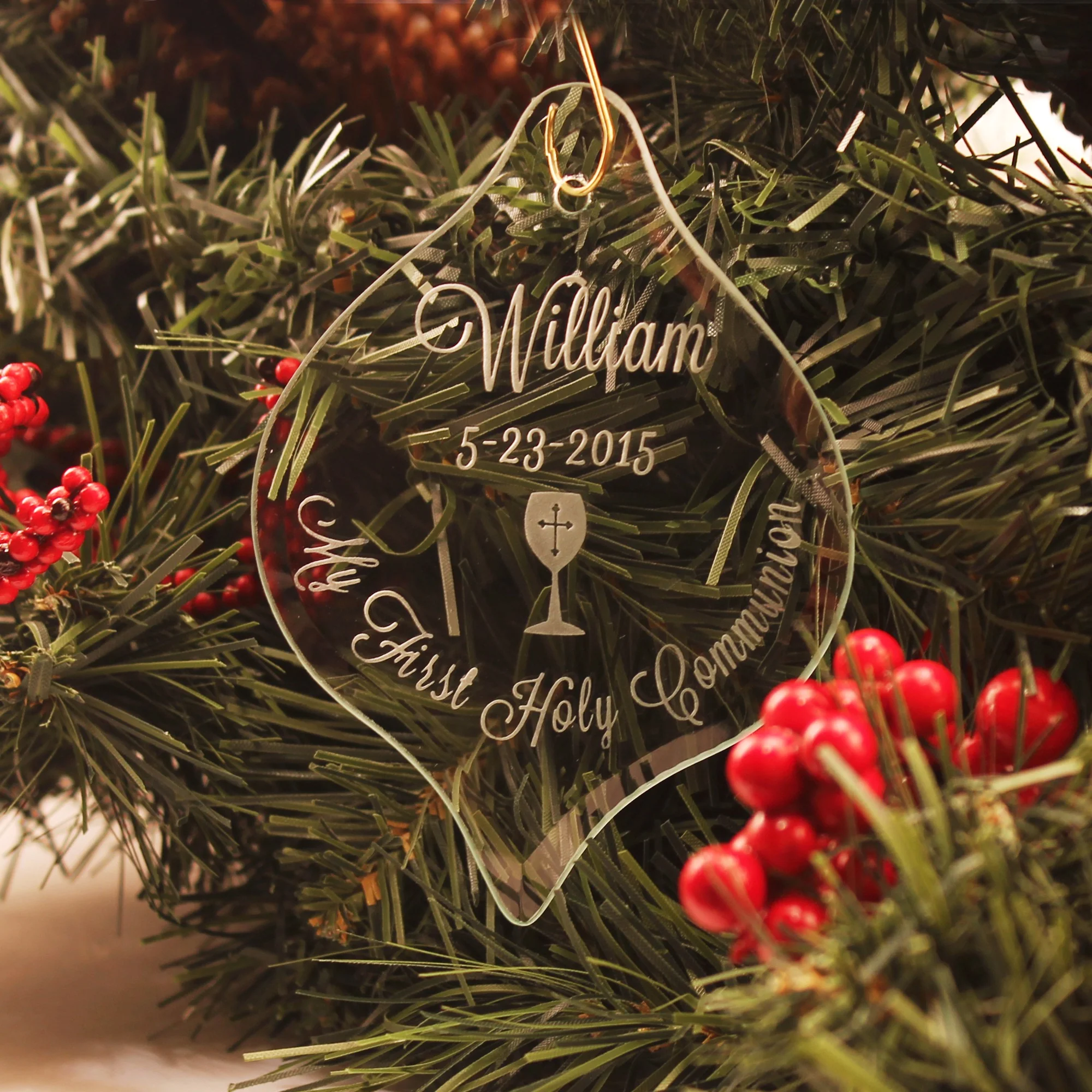 Personalized First Communion Glass Ornament