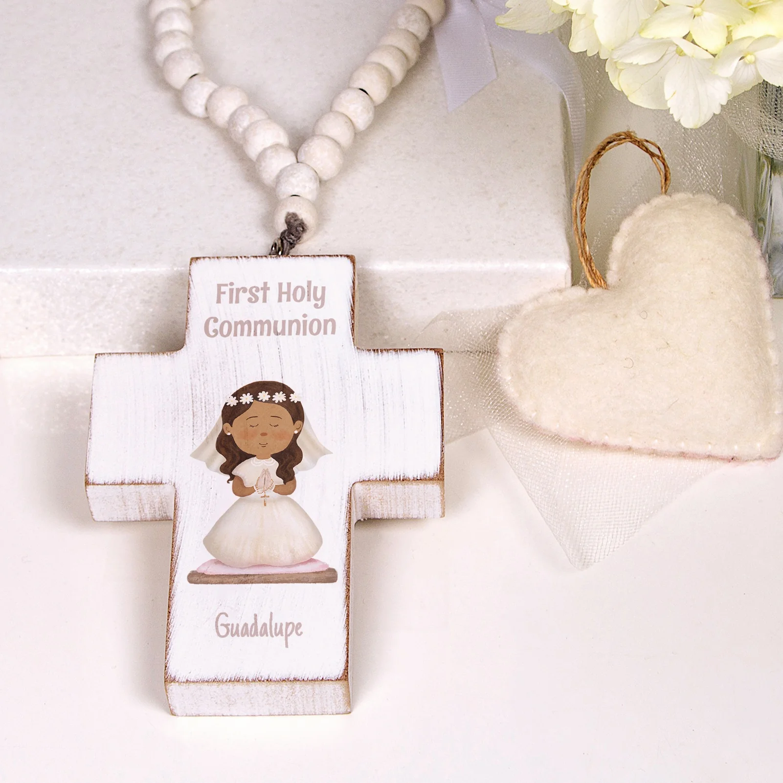 Personalized First Communion Hanging Cross For Girls - Image 2