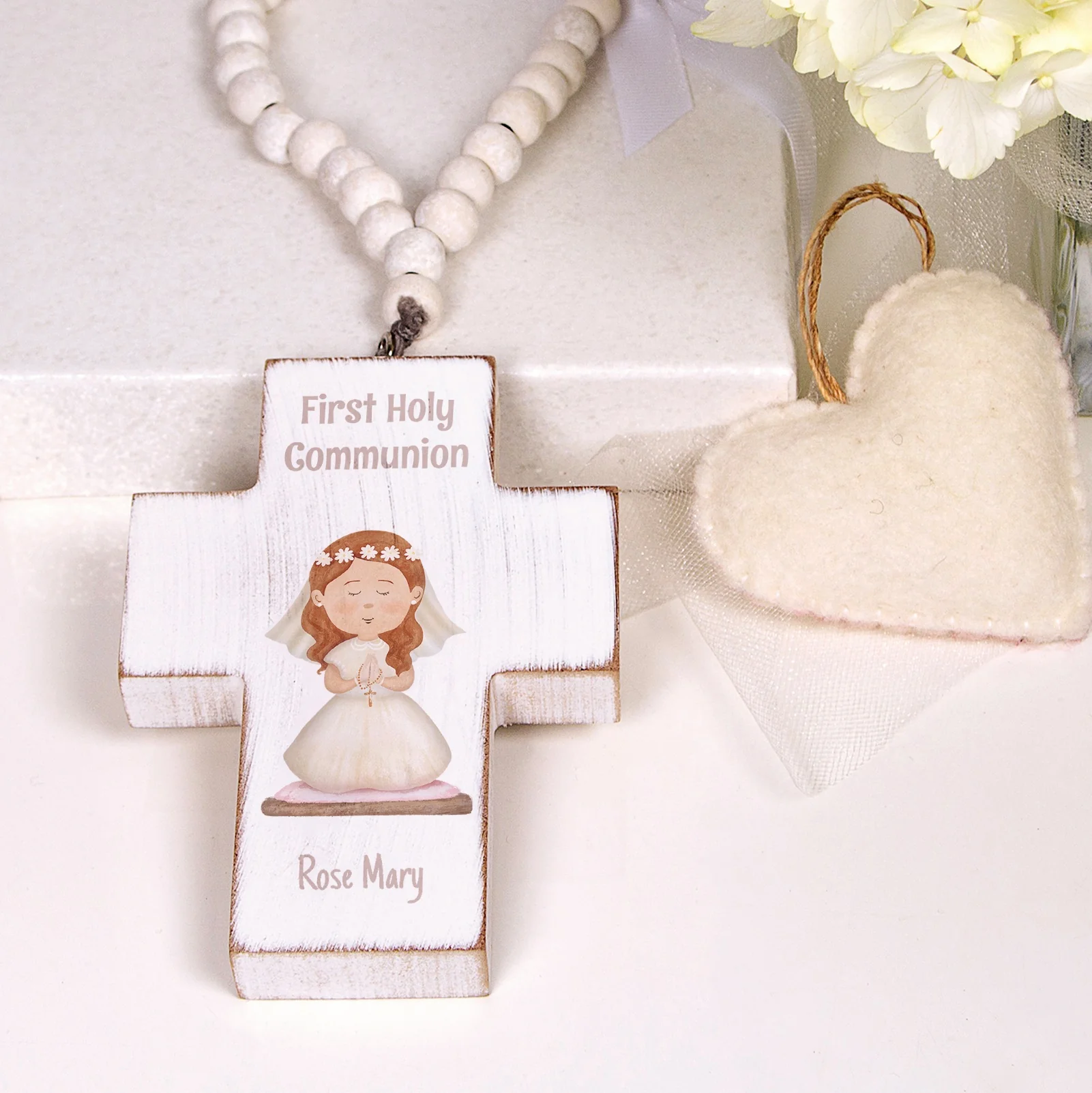 Personalized First Communion Hanging Cross For Girls - Image 5