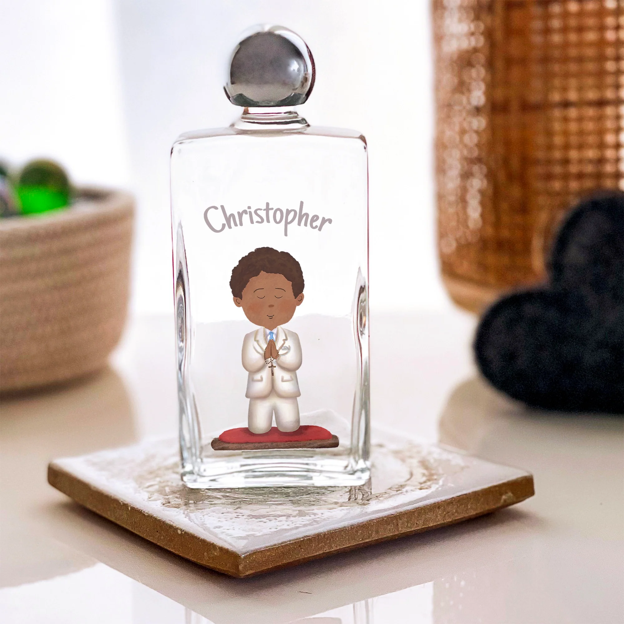 Personalized First Communion Holy Water Bottle for Boys - Image 2