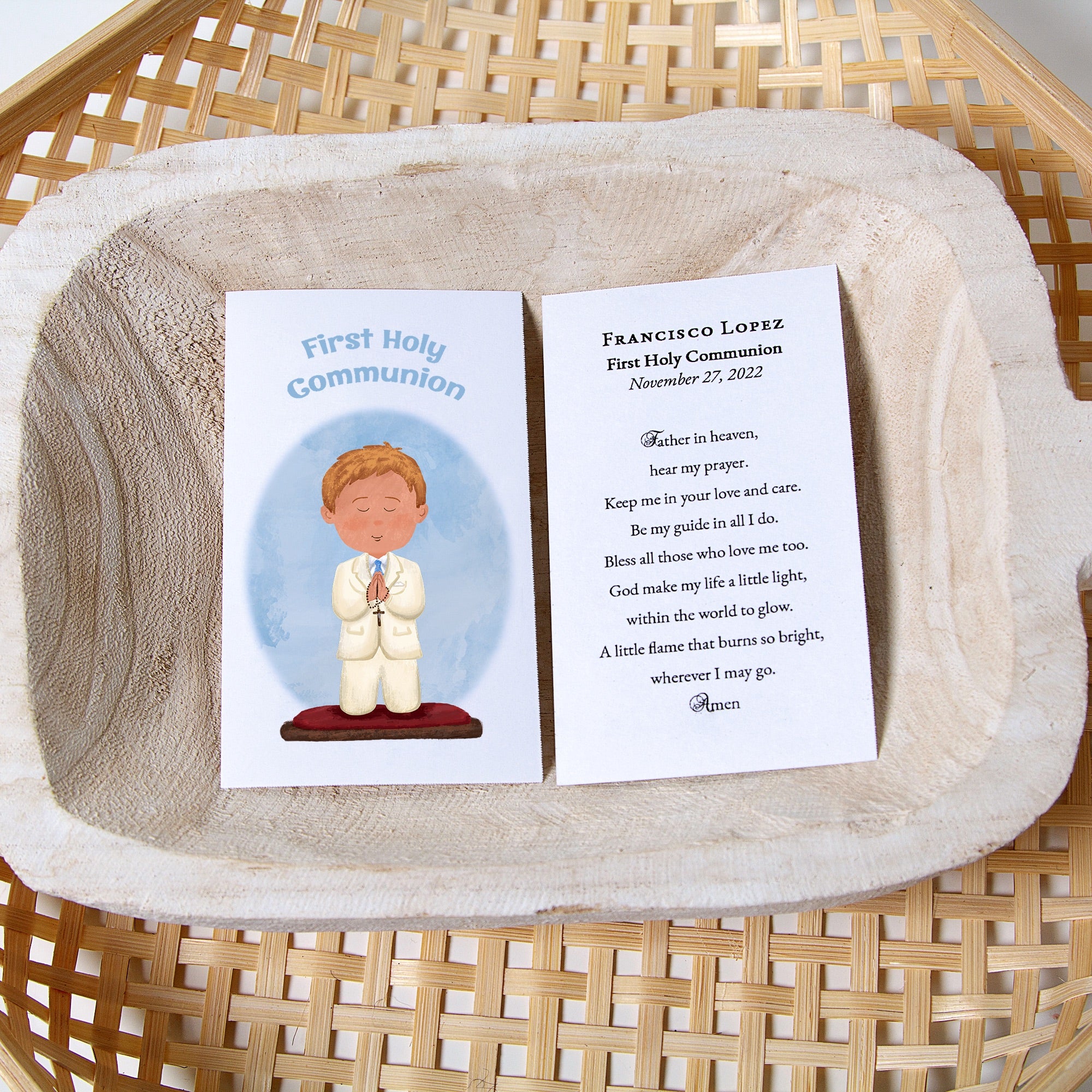 Laminated Personalized First Communion Prayer Card For Boys - Image 4
