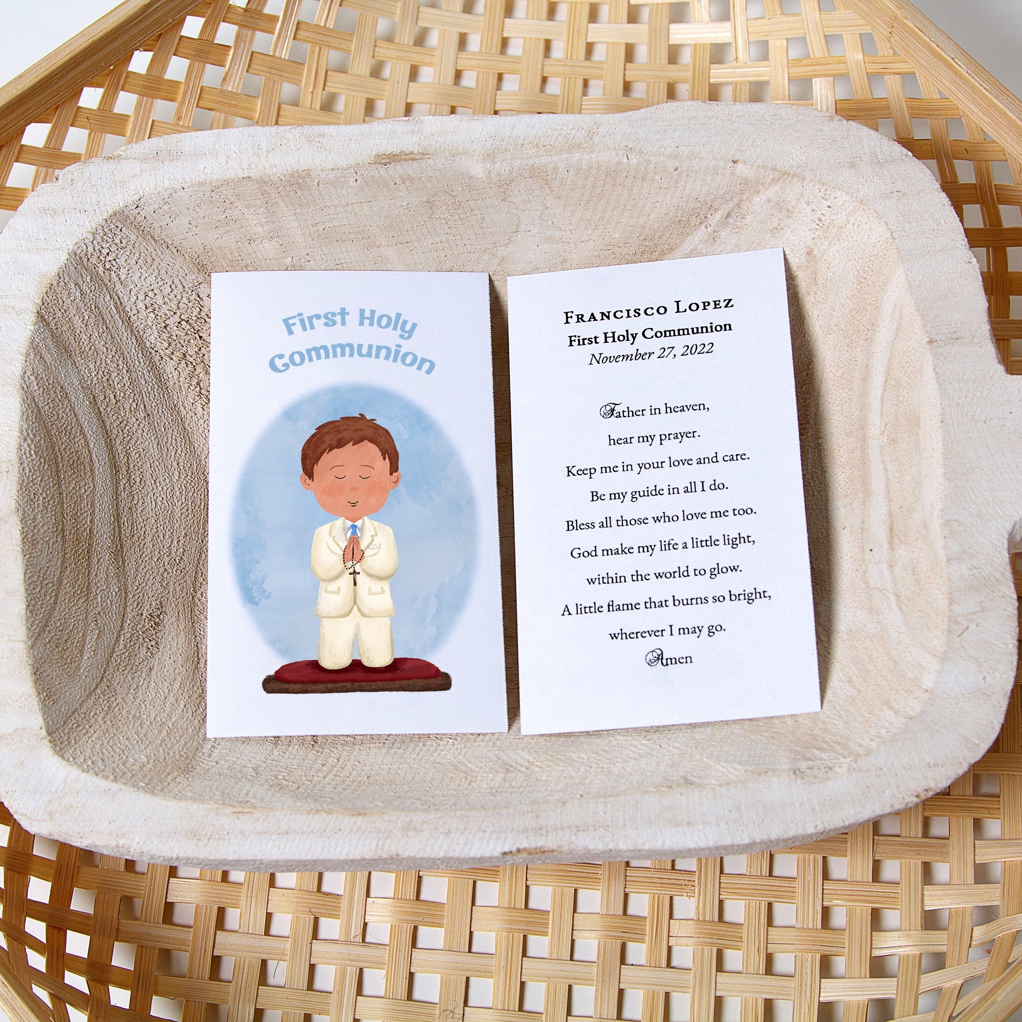 Laminated Personalized First Communion Prayer Card For Boys - Image 5