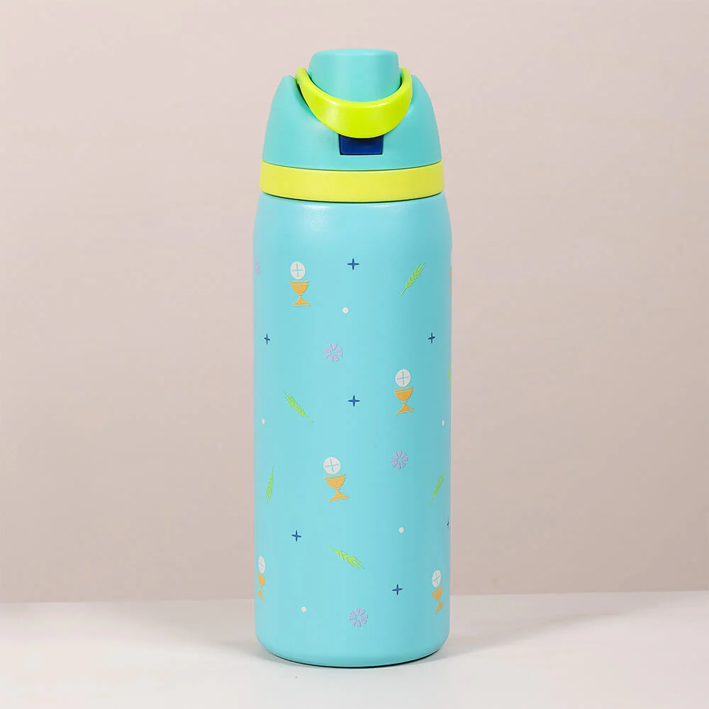 Personalized First Communion Water Bottle & Rosary Gift Set with Stickers - Image 2
