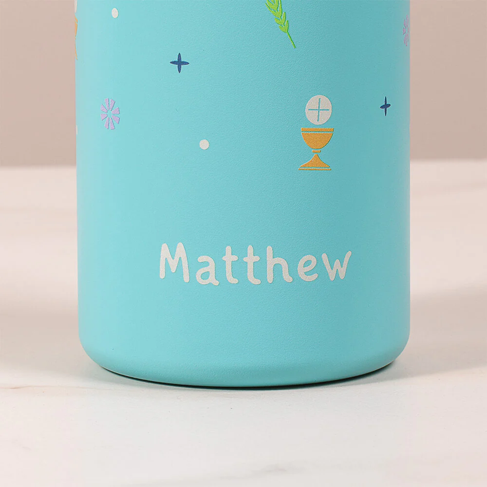 Personalized First Communion Water Bottle & Rosary Gift Set with Stickers - Image 3