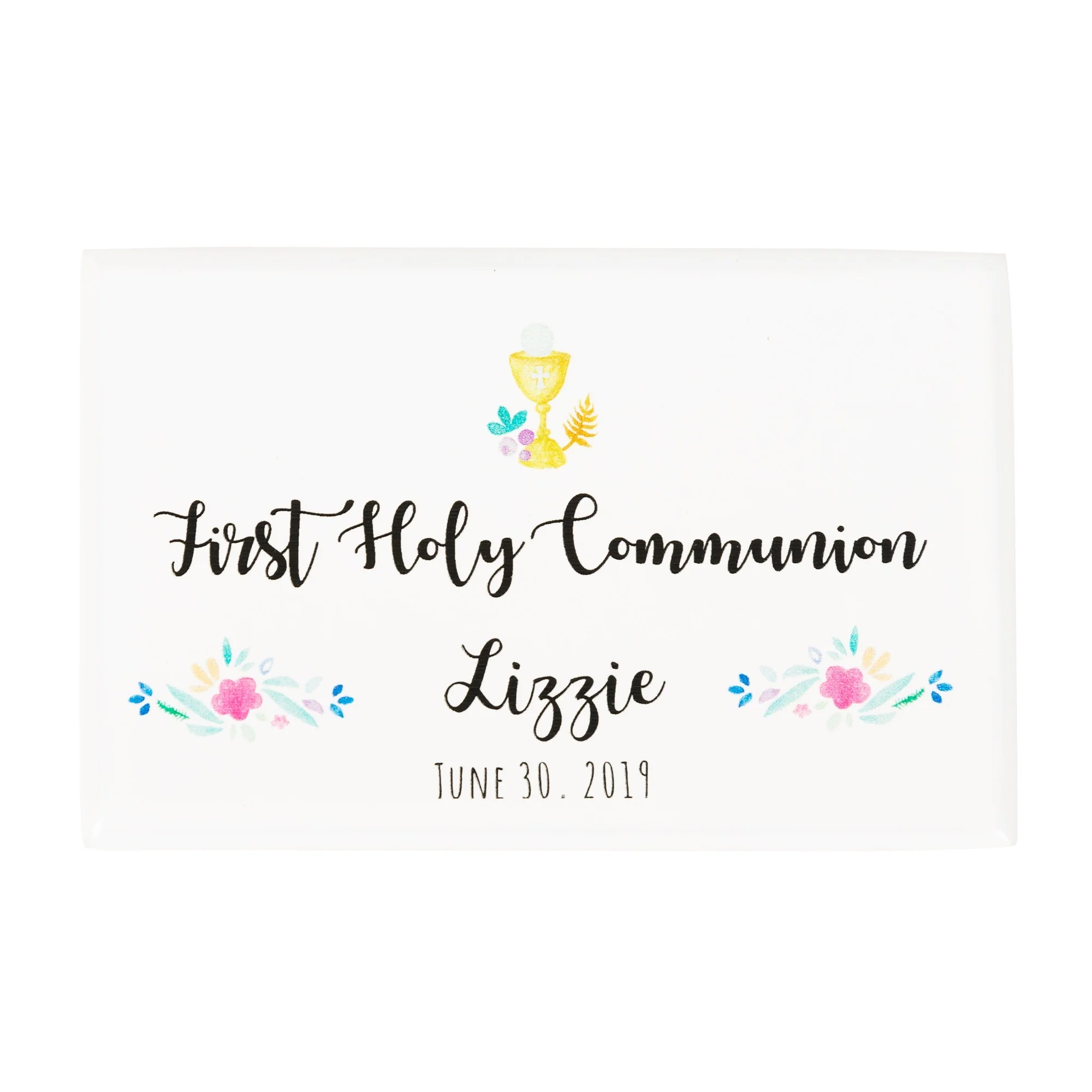 Personalized First Communion Watercolor Wood Box - Girl - Image 2