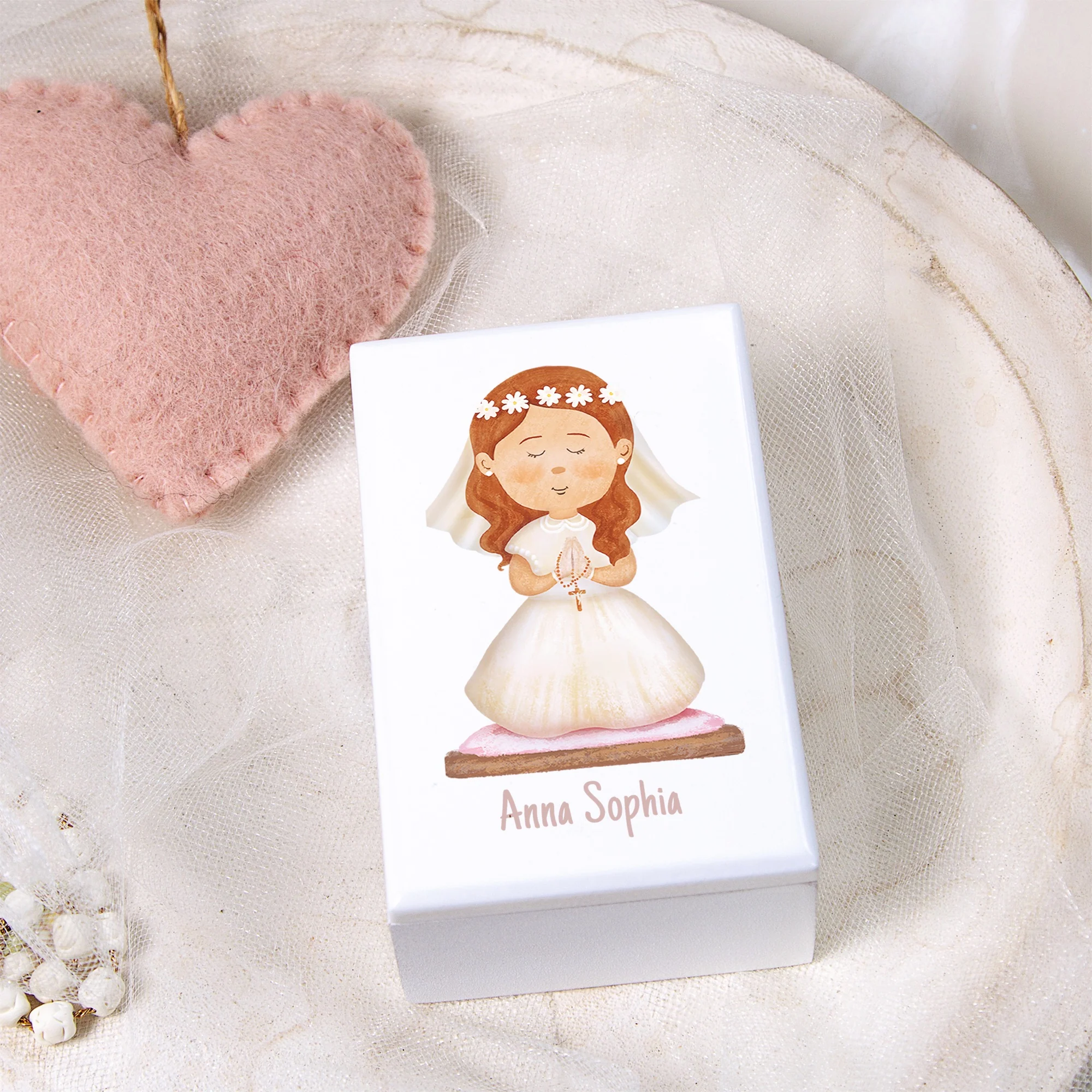 Personalized First Communion White Keepsake Box For Girls - Image 5