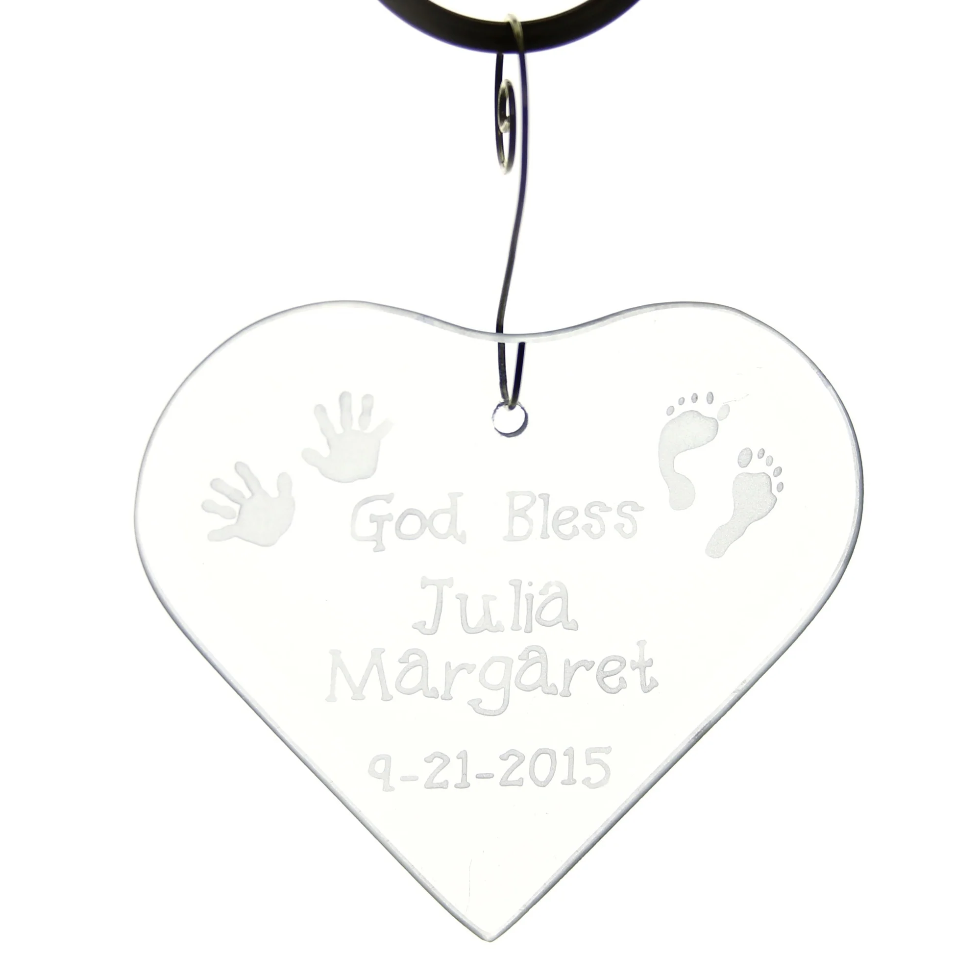 Personalized God Bless Baby Glass Ornament - Image 2